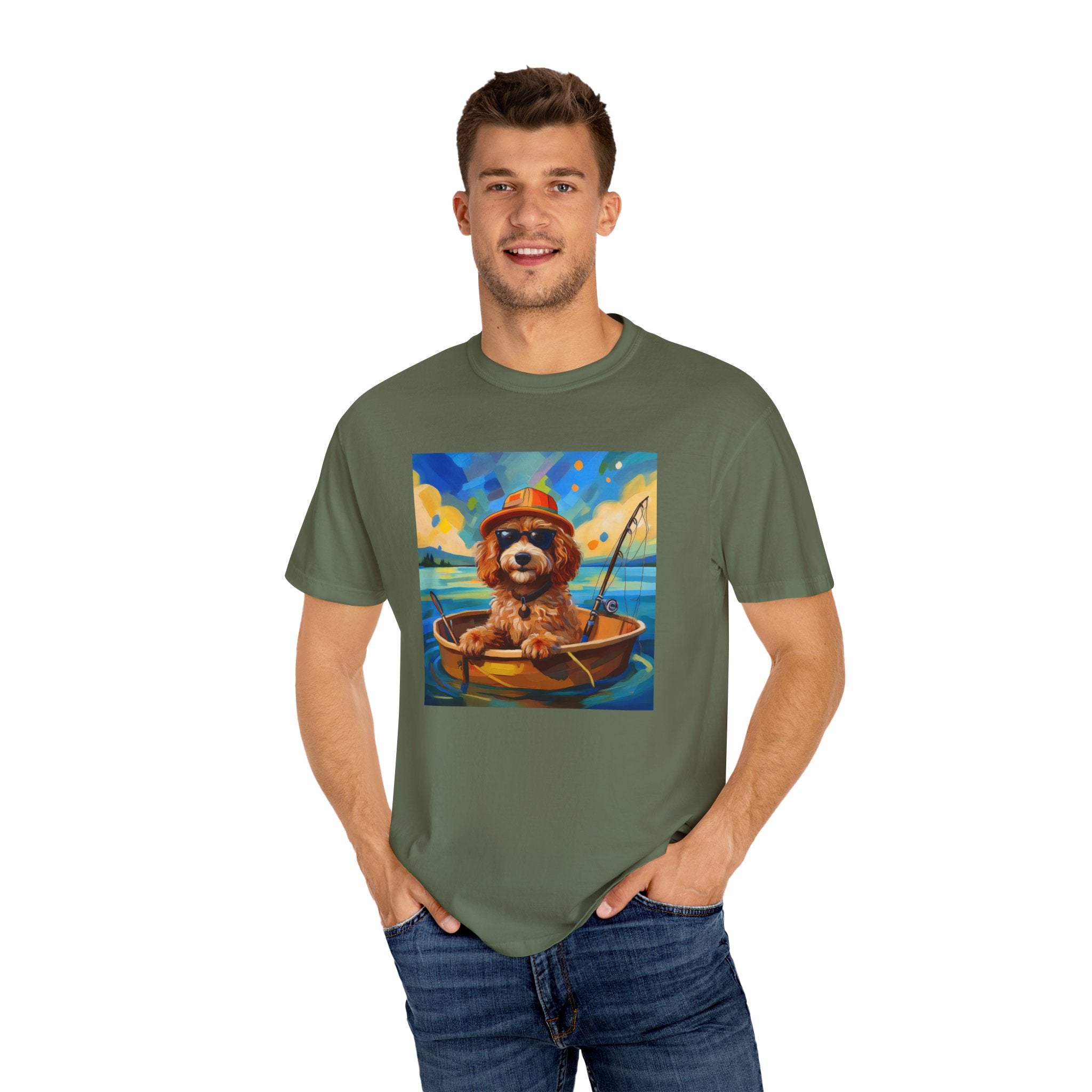 Doodle Fishing Unisex Garment-Dyed T-shirt