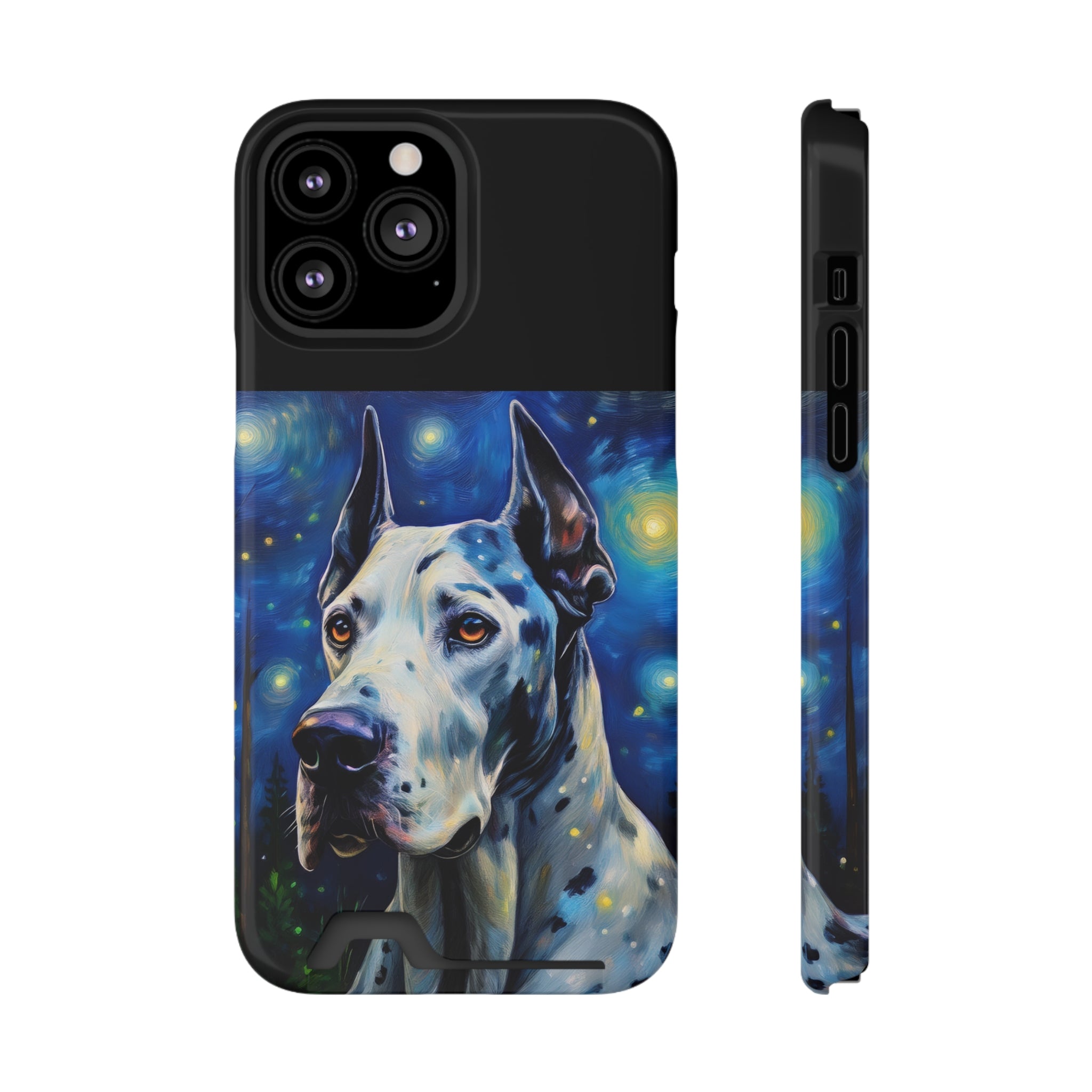Great Dane Stary Night Phone Case with Card Holder