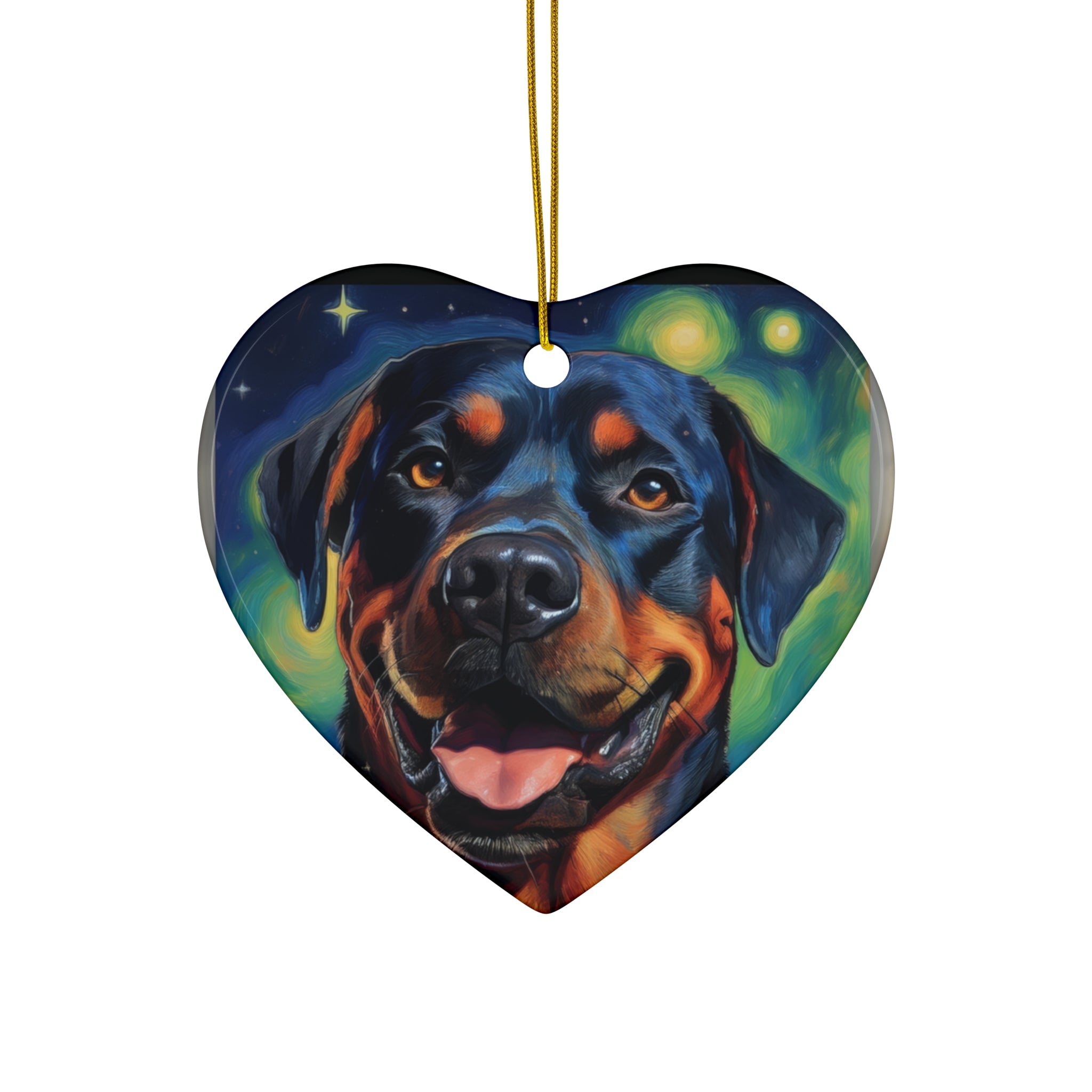 Rottweiler Stary Night Ceramic Ornament