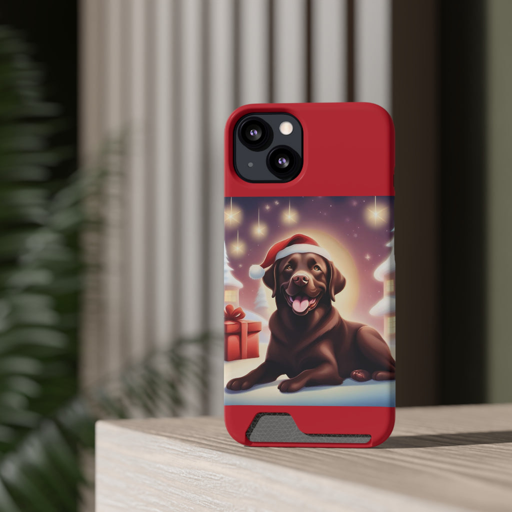 Choclate Lab Holiday Phone Case with Card Holder