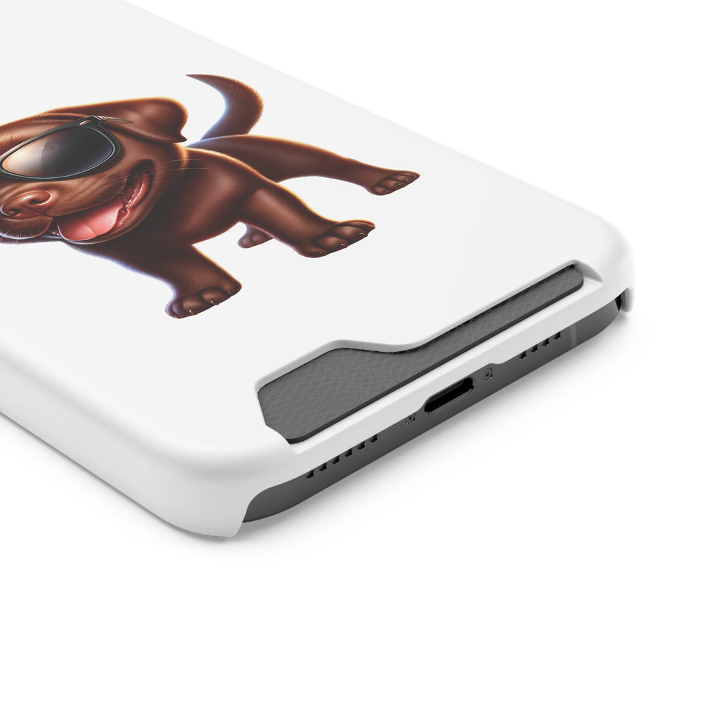 Chocolate Lab with Sunglasses Phone Case with Card Holder