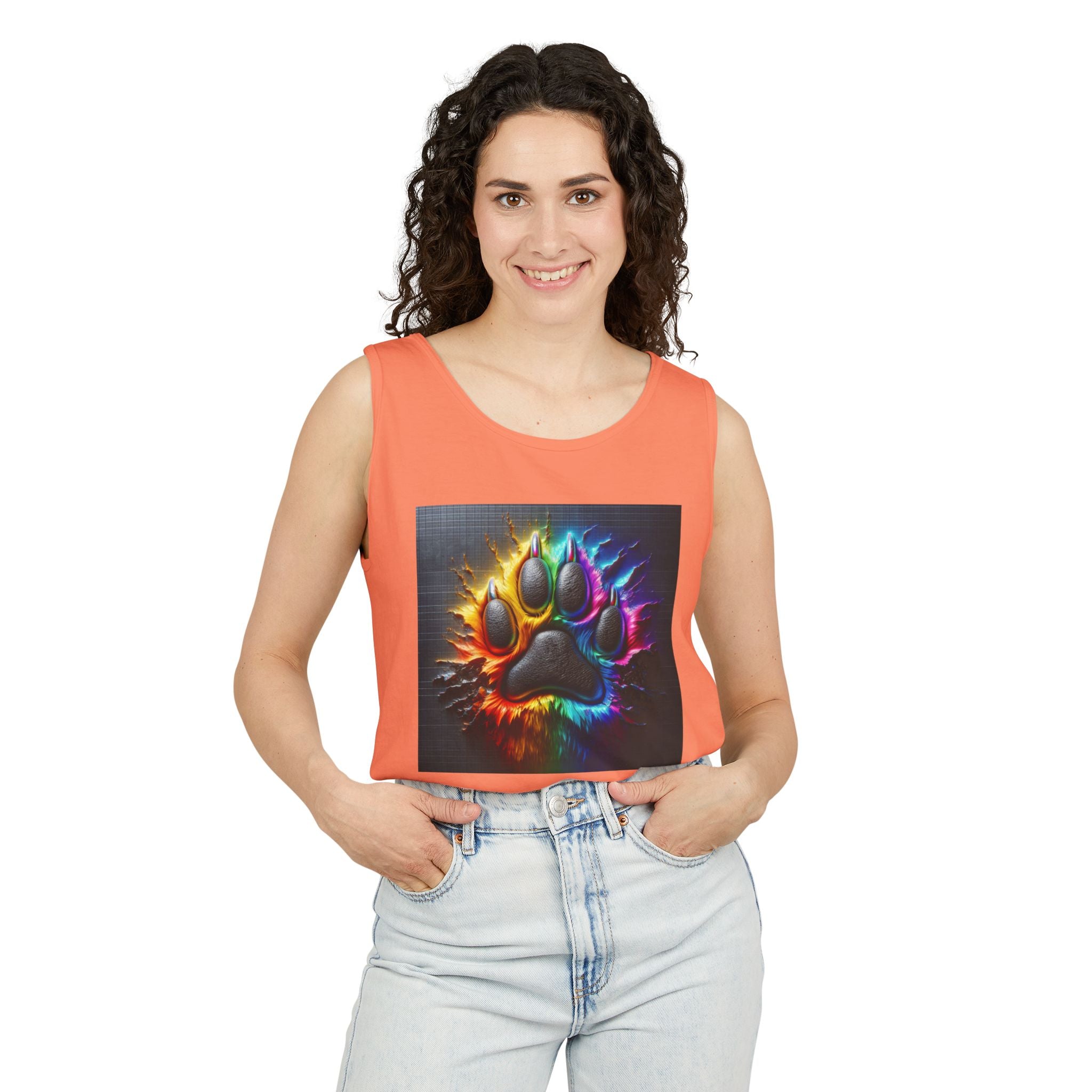 Electric Rainbow Dog Paw Unisex Tank Top