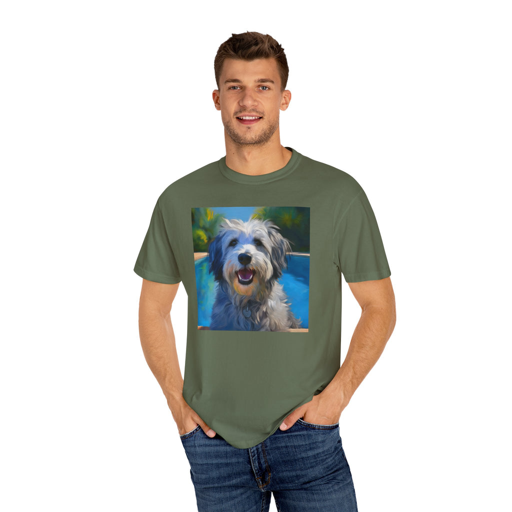 Grey Shaggy Dog Poolside Unisex Garment-Dyed T-shirt