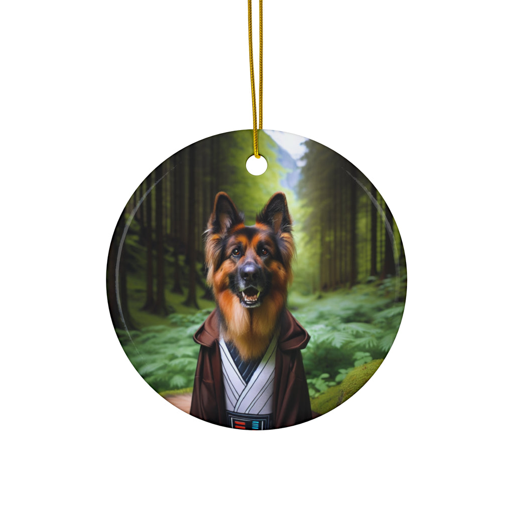 German Shepherd Forest Knight Ceramic Ornament