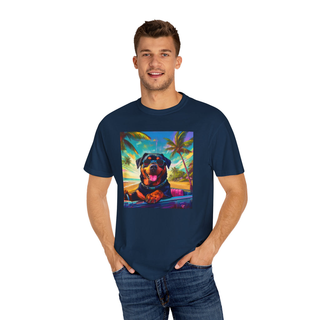 Rottweiler Beach Drive Unisex Garment-Dyed T-shirt