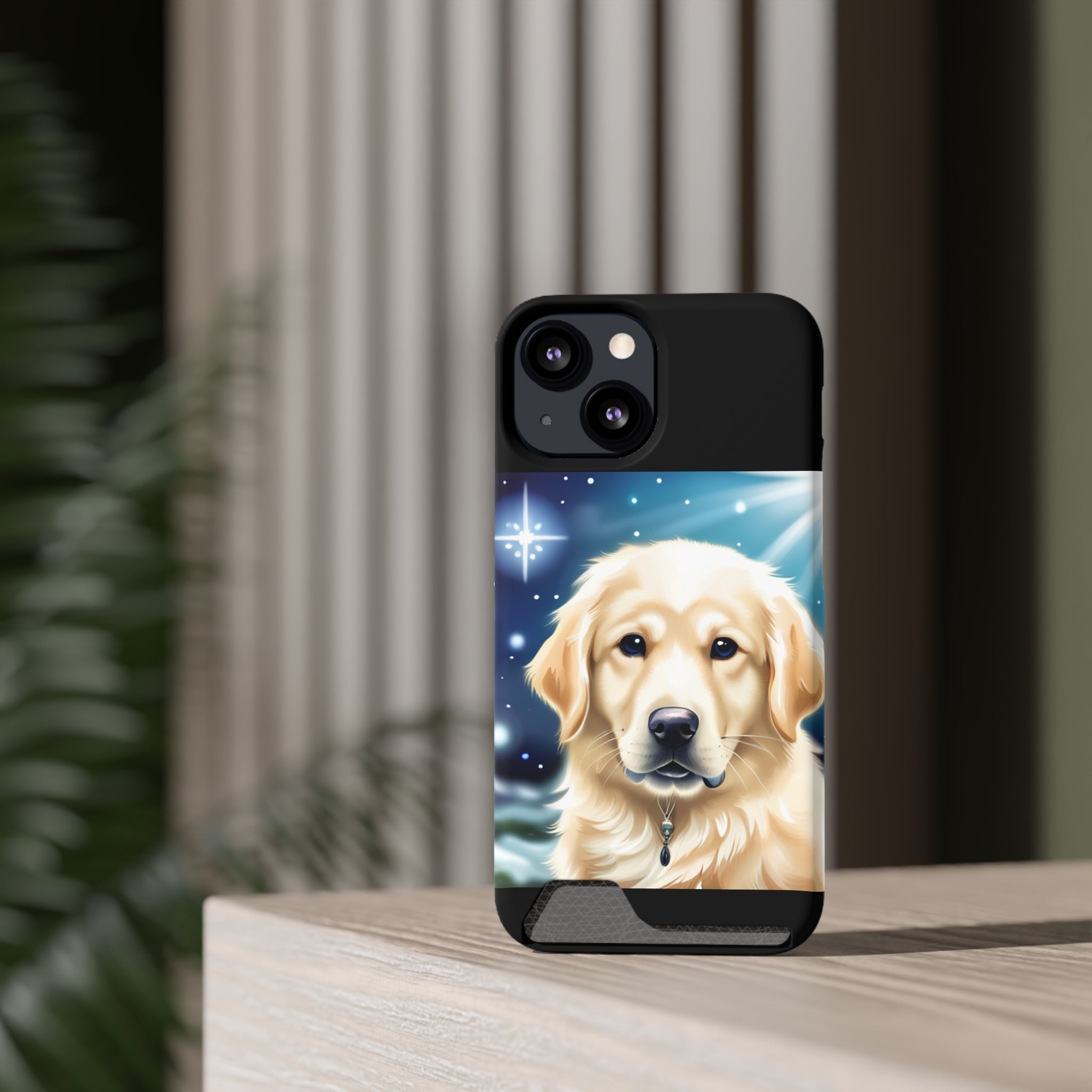 Golden Retriever Stary Night Phone Case with Card Holder