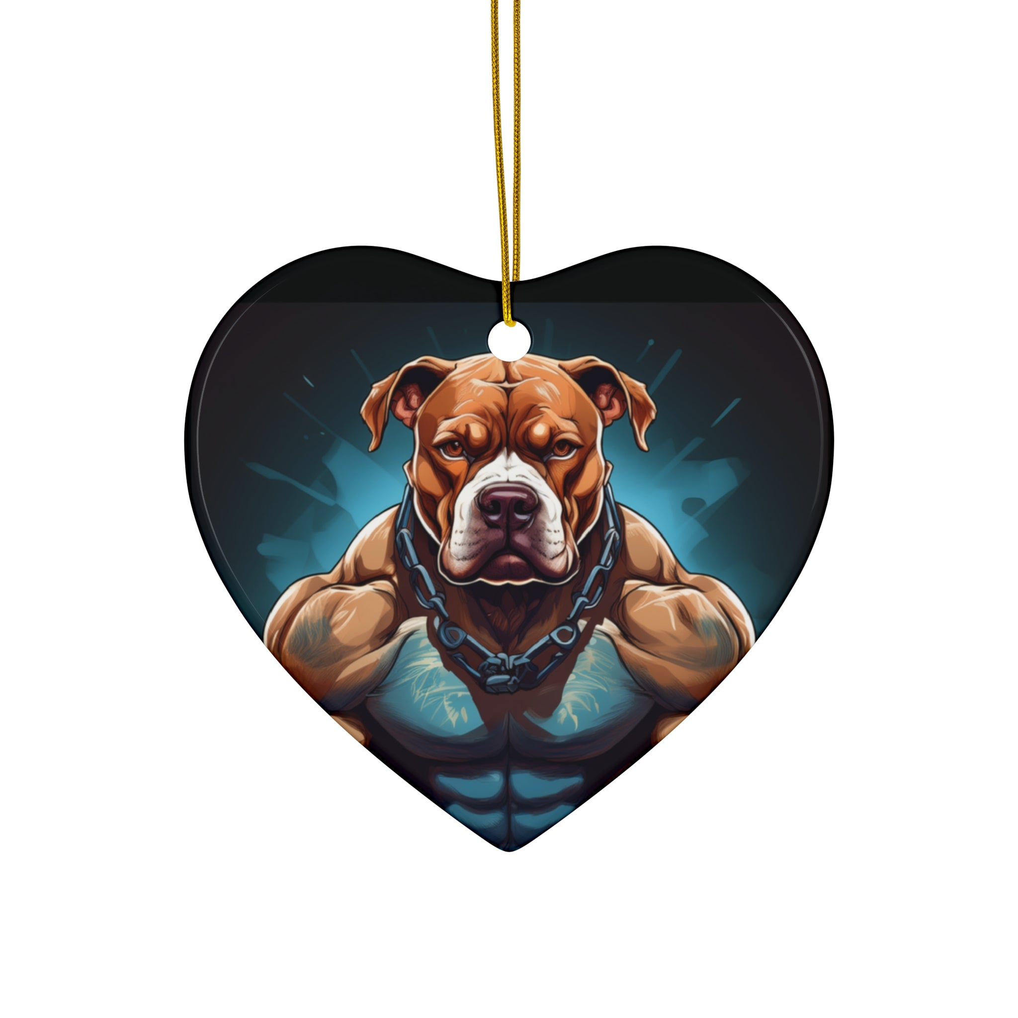 Pitbull Body Builder Ceramic Ornament