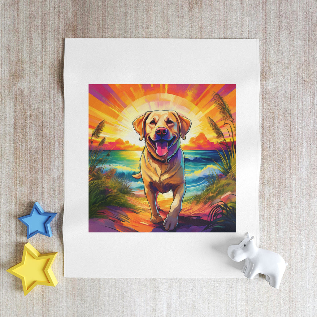 Yellow Lab Sunset Beach Throw Blanket