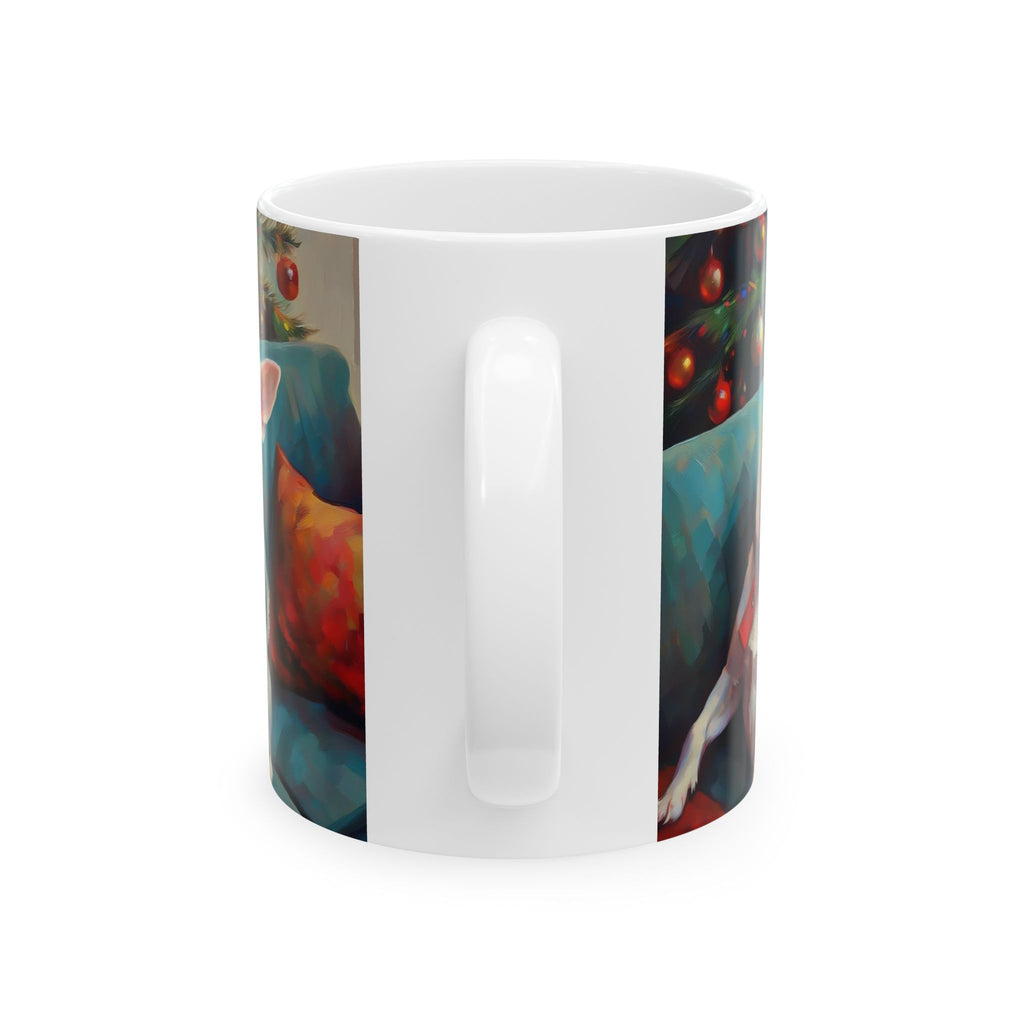 White Corgi Holiday II Ceramic Mug, (11oz, 15oz)