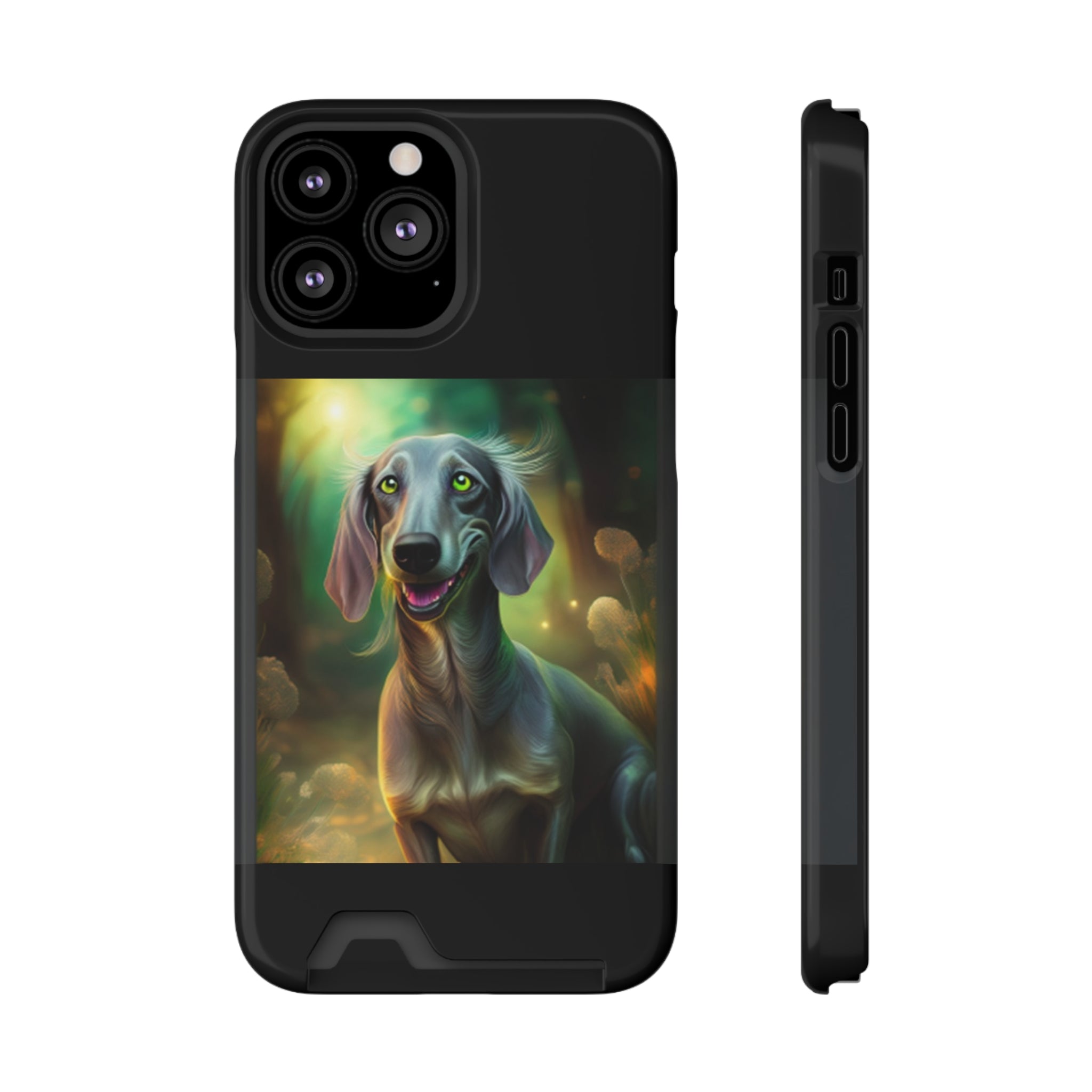 Dachshund Silver Grey Phone Case with Card Holder