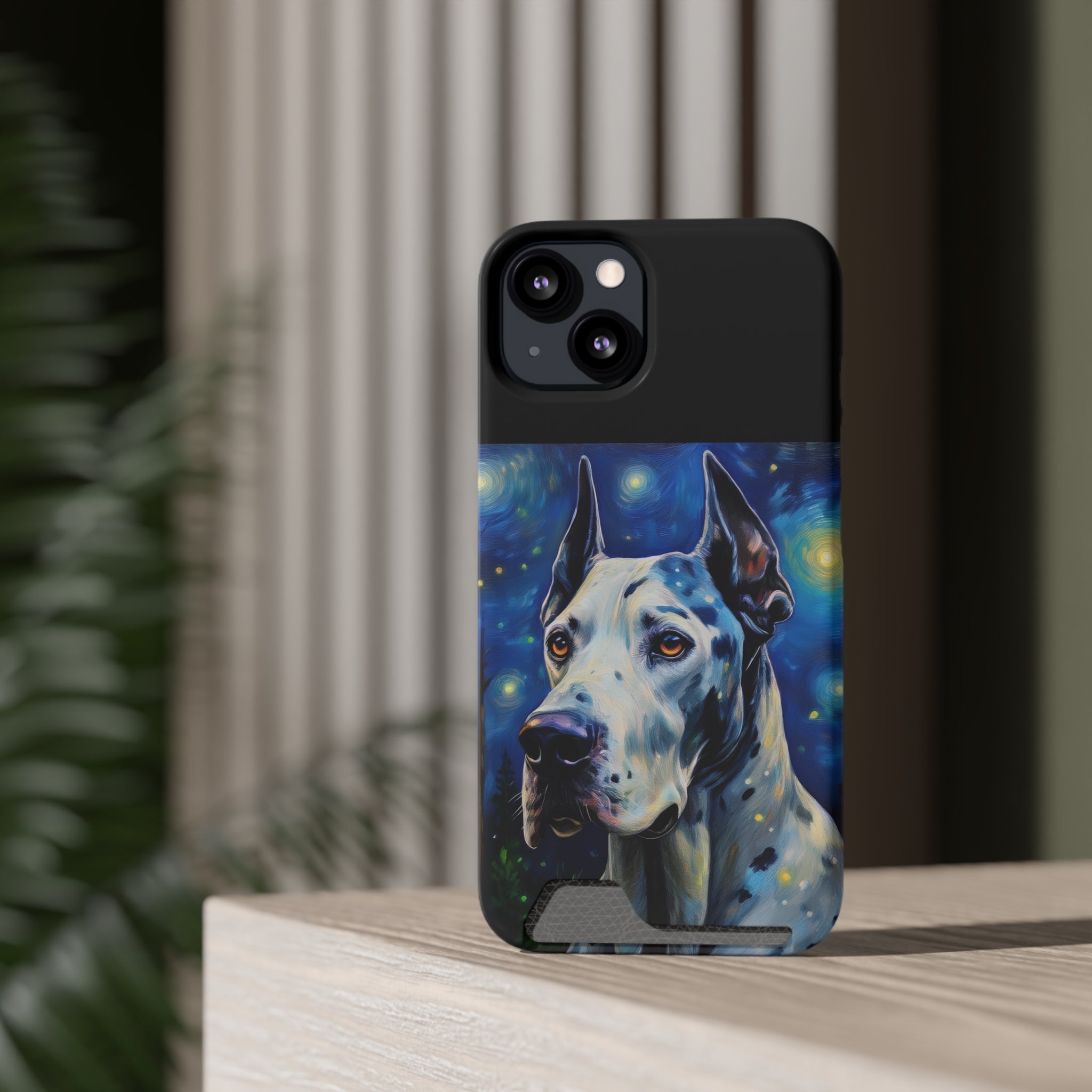 Great Dane Stary Night Phone Case with Card Holder