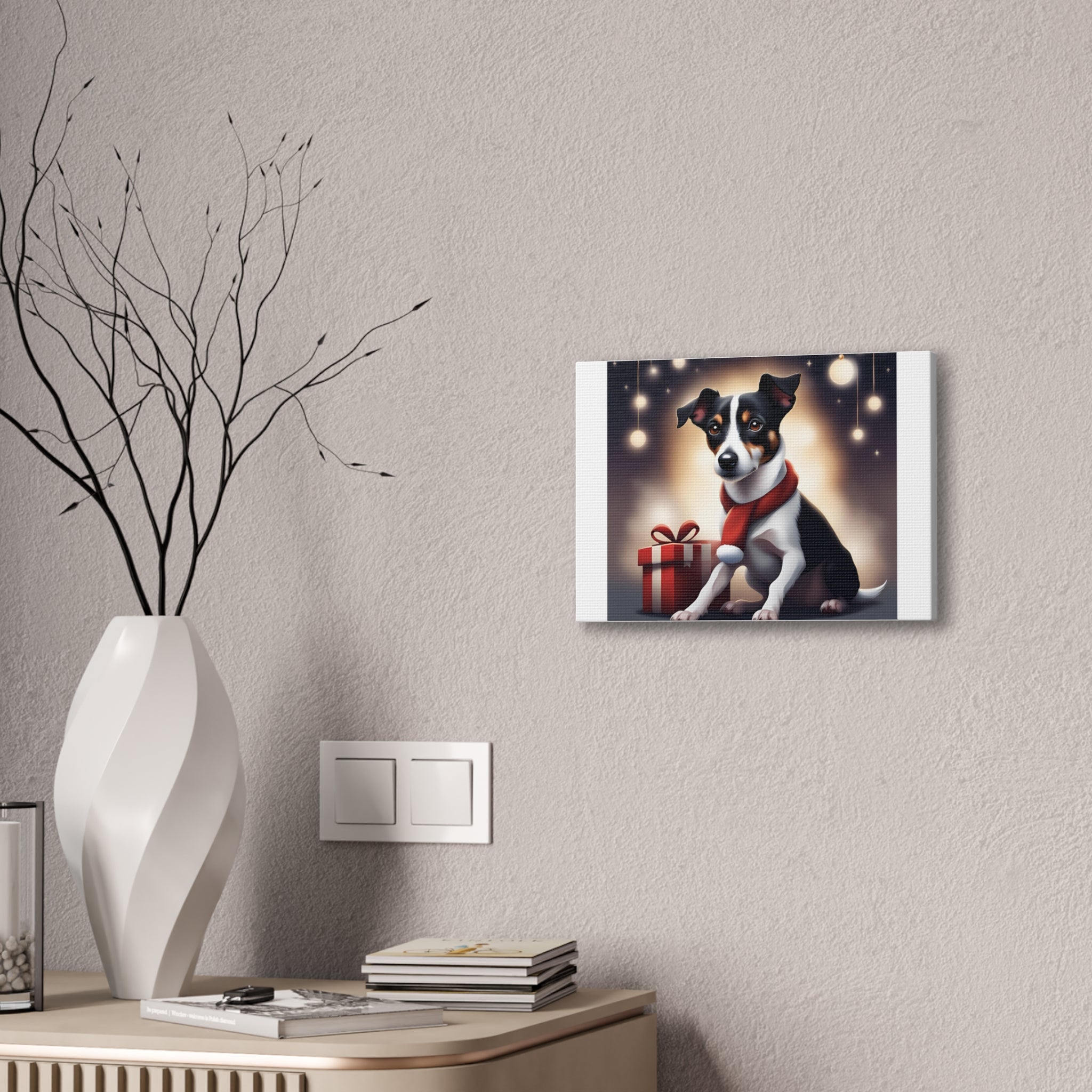 Jack Russel Holiday Canvas Stretched, 0.75"