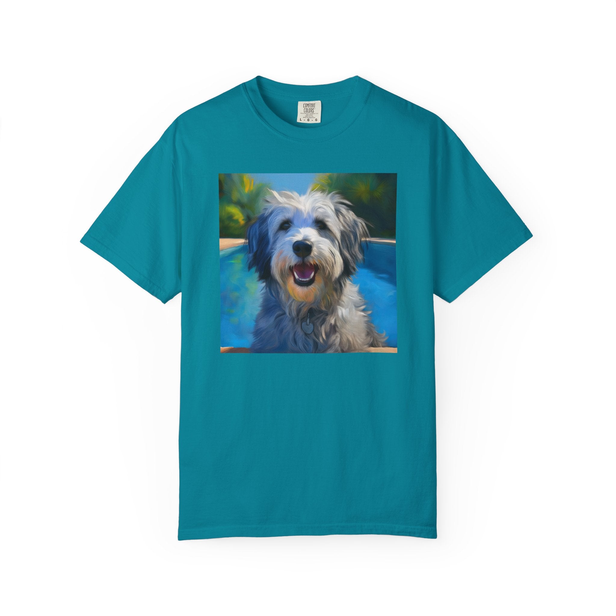 Grey Shaggy Dog Poolside Unisex Garment-Dyed T-shirt