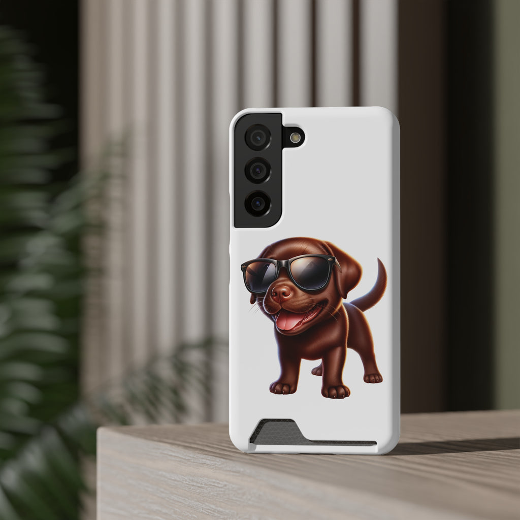 Chocolate Lab with Sunglasses Phone Case with Card Holder