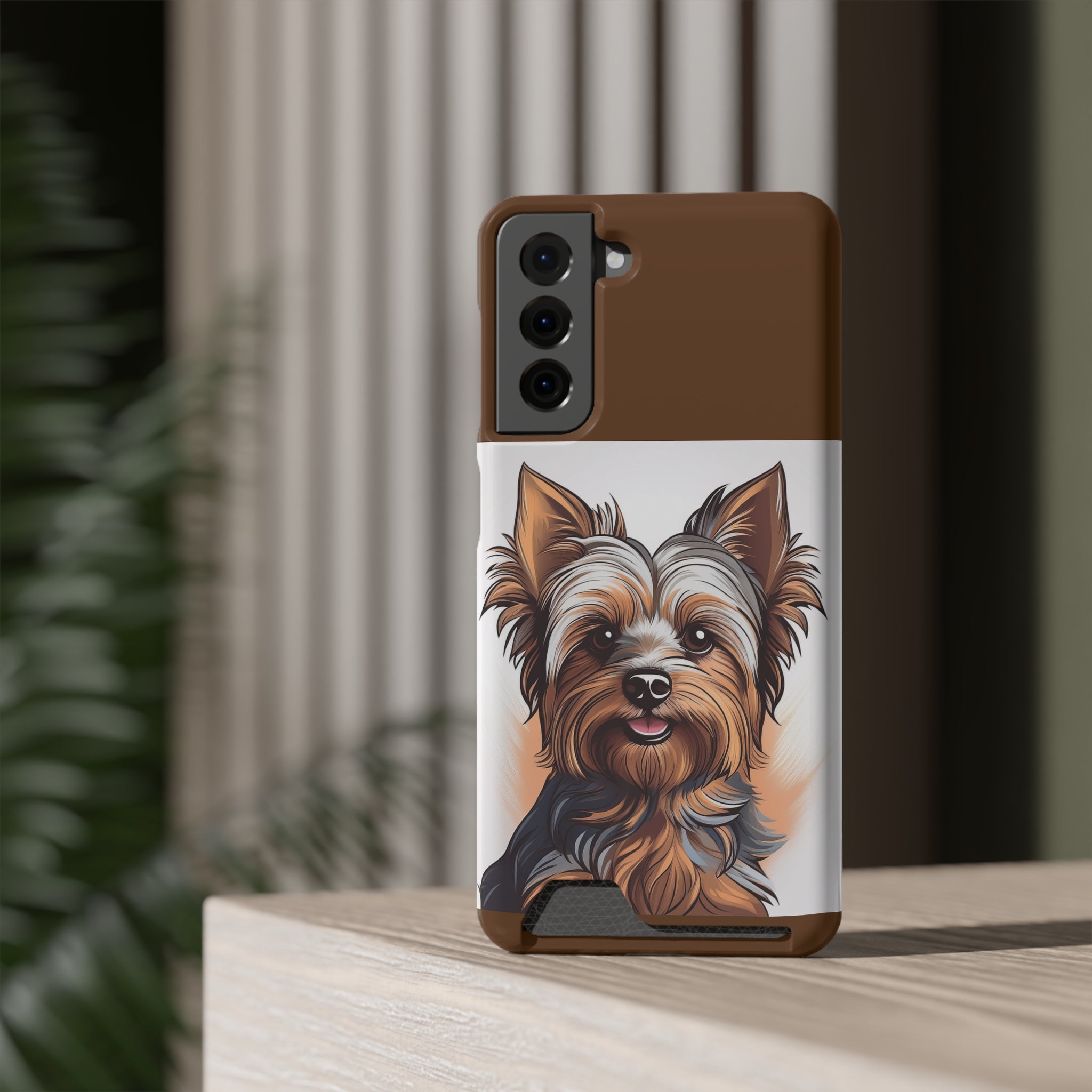 Yorkie Phone Case with Card Holder