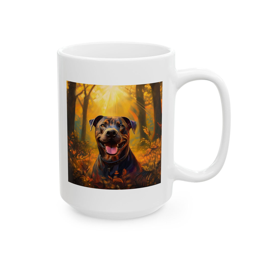 Pit Bull Brindle Autumn Ceramic Mug, (11oz, 15oz)