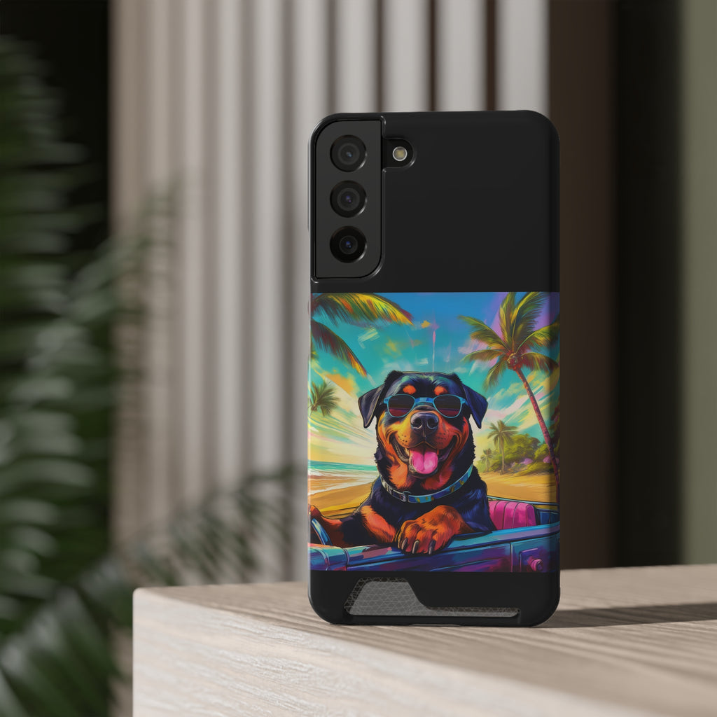 Rottweiler Beach Drive Phone Case with Card Holder