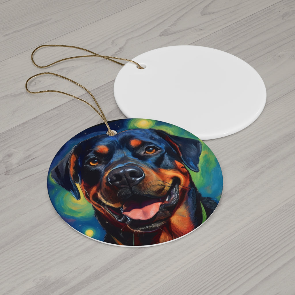 Rottweiler Stary Night Ceramic Ornament