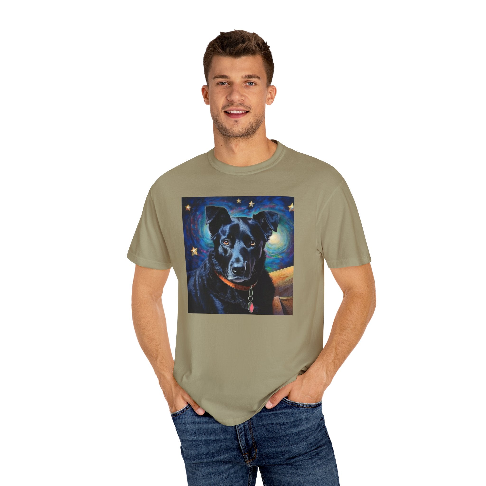 Black Shepherd Lab Stary Night Unisex Garment-Dyed T-shirt