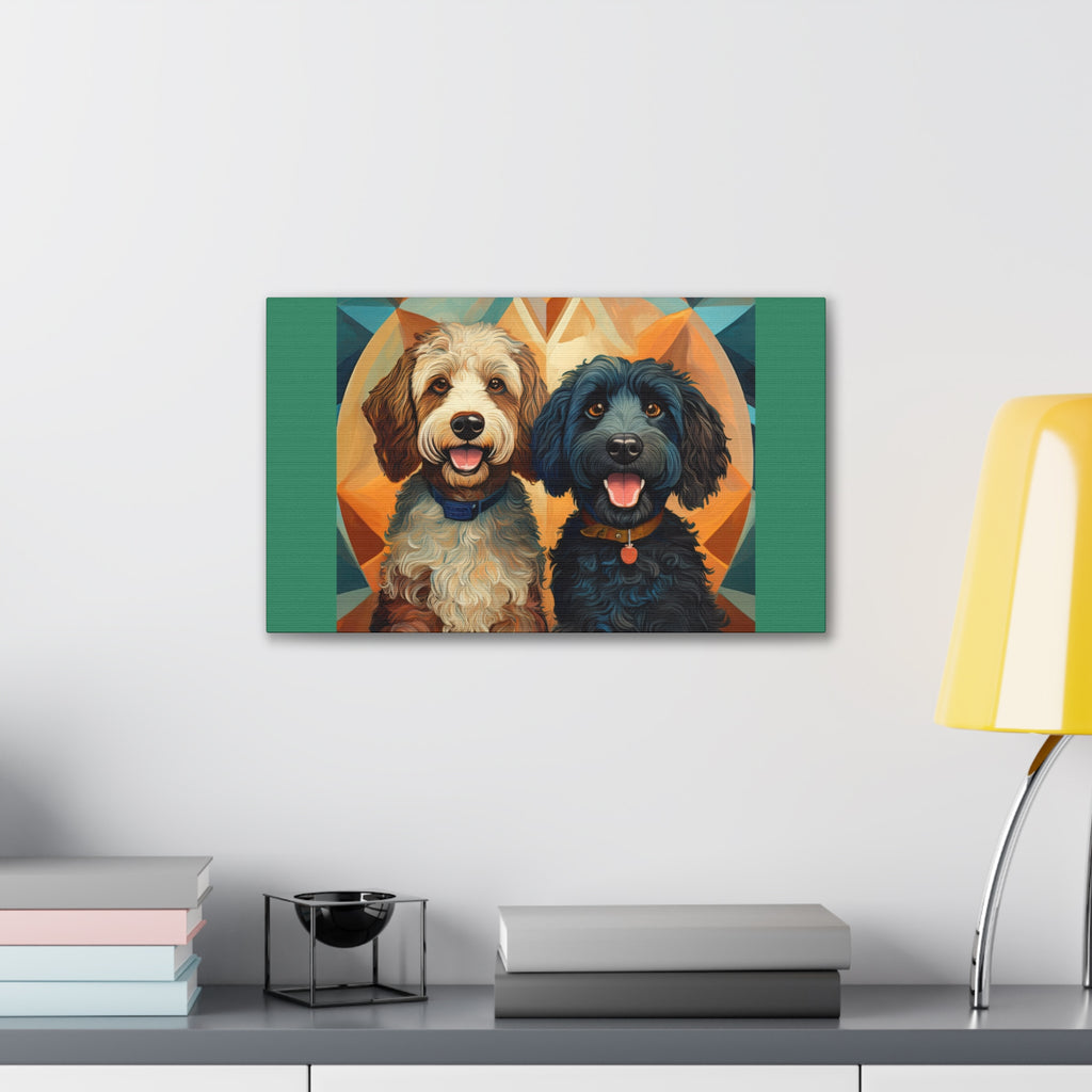 Doodles, Black & Tan Canvas Painting