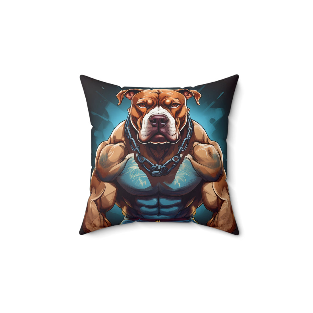 Pitbull Body Builder Polyester Square Pillow