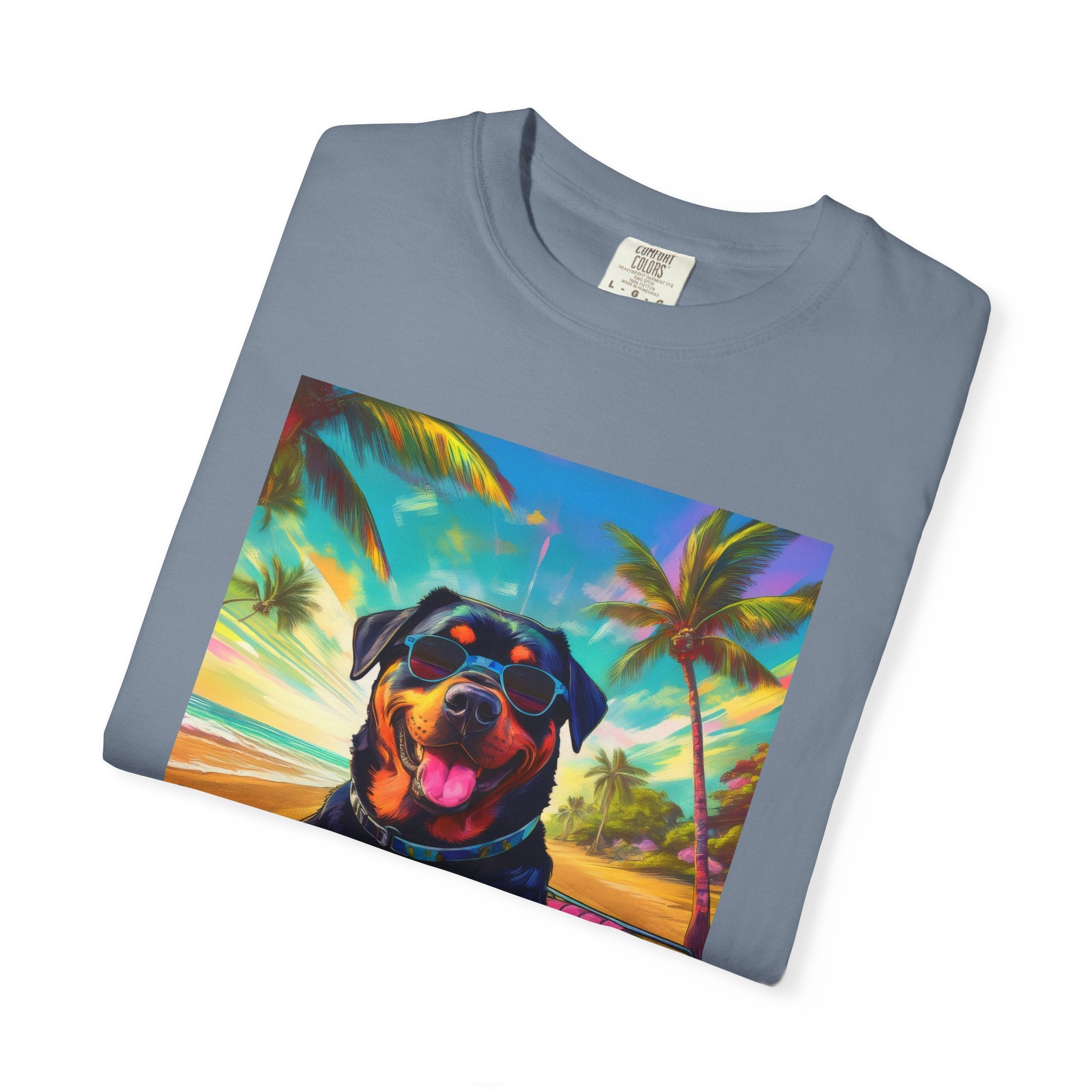 Rottweiler Beach Drive Unisex Garment-Dyed T-shirt