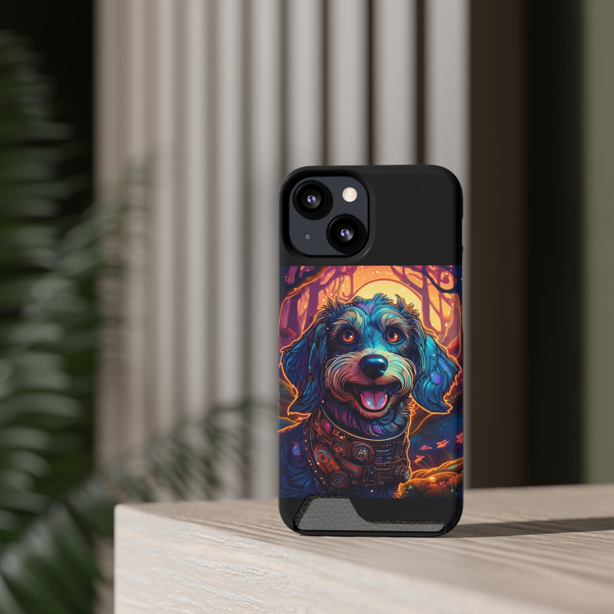 Dachshund Steampunk Phone Case with Card Holder