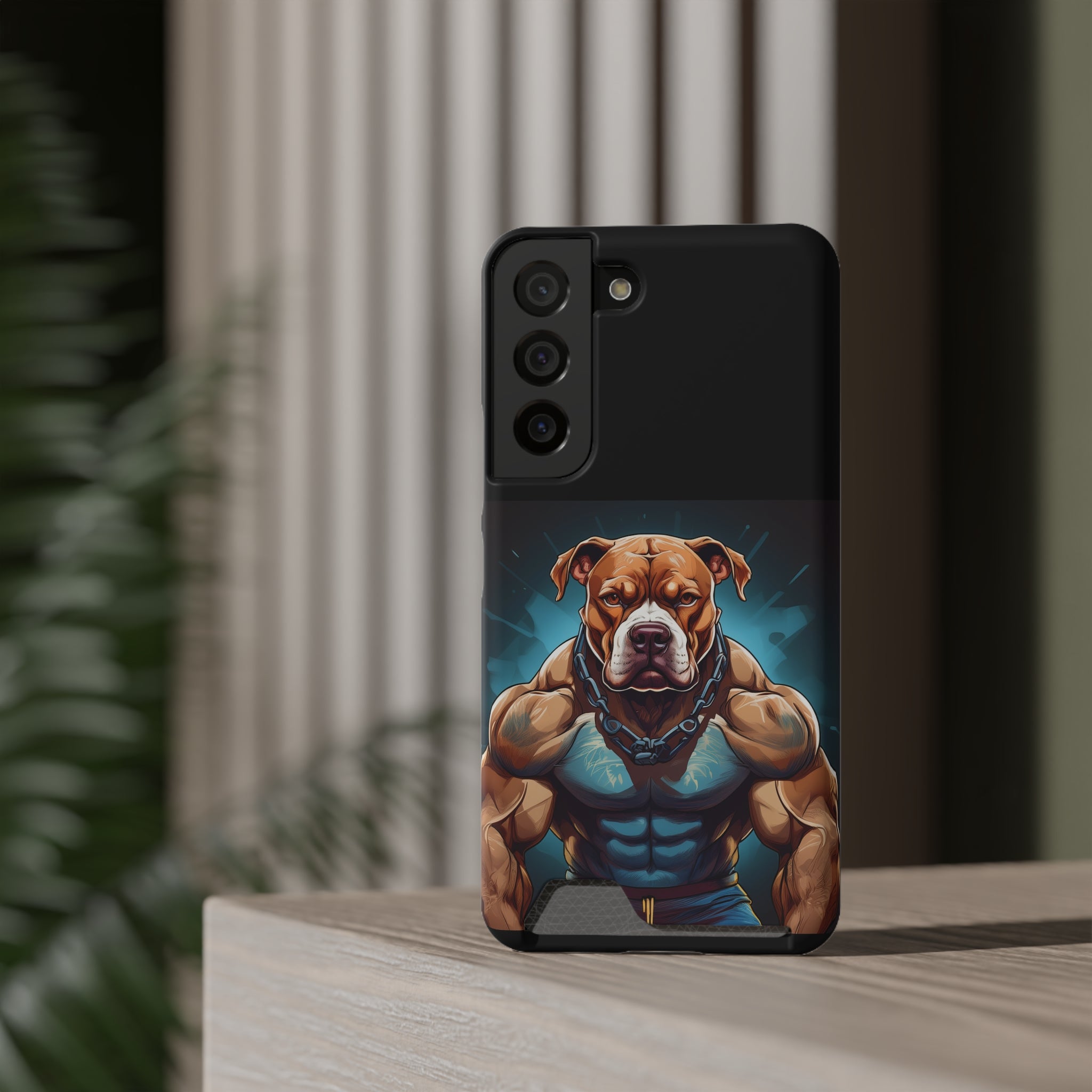 Pitbull Body Builder Phone Case with Card Holder