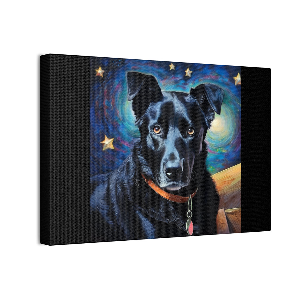 Black Shepherd Lab Stary Night Cavas Painting