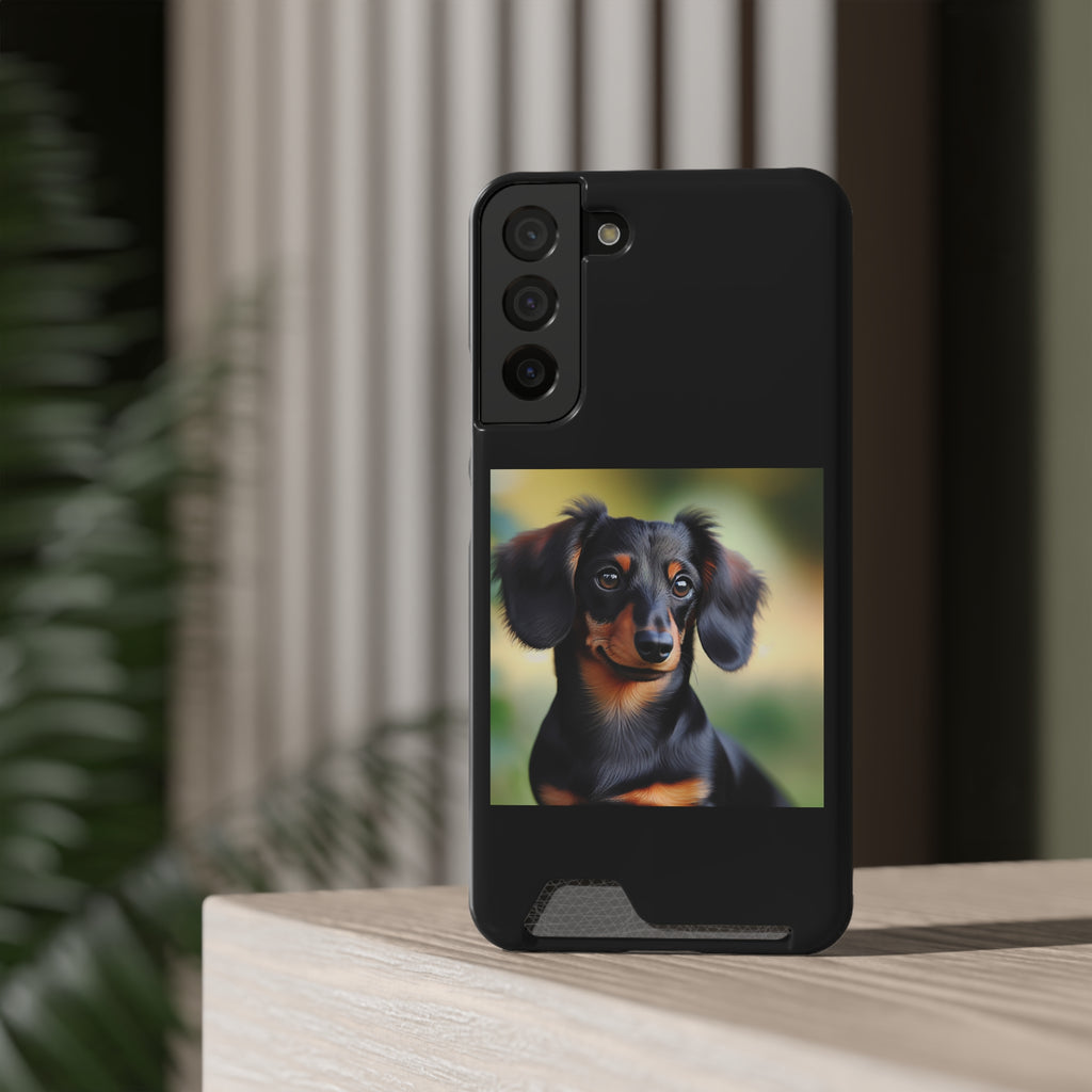 Dachshund Black and Brown Phone Case with Card Holder