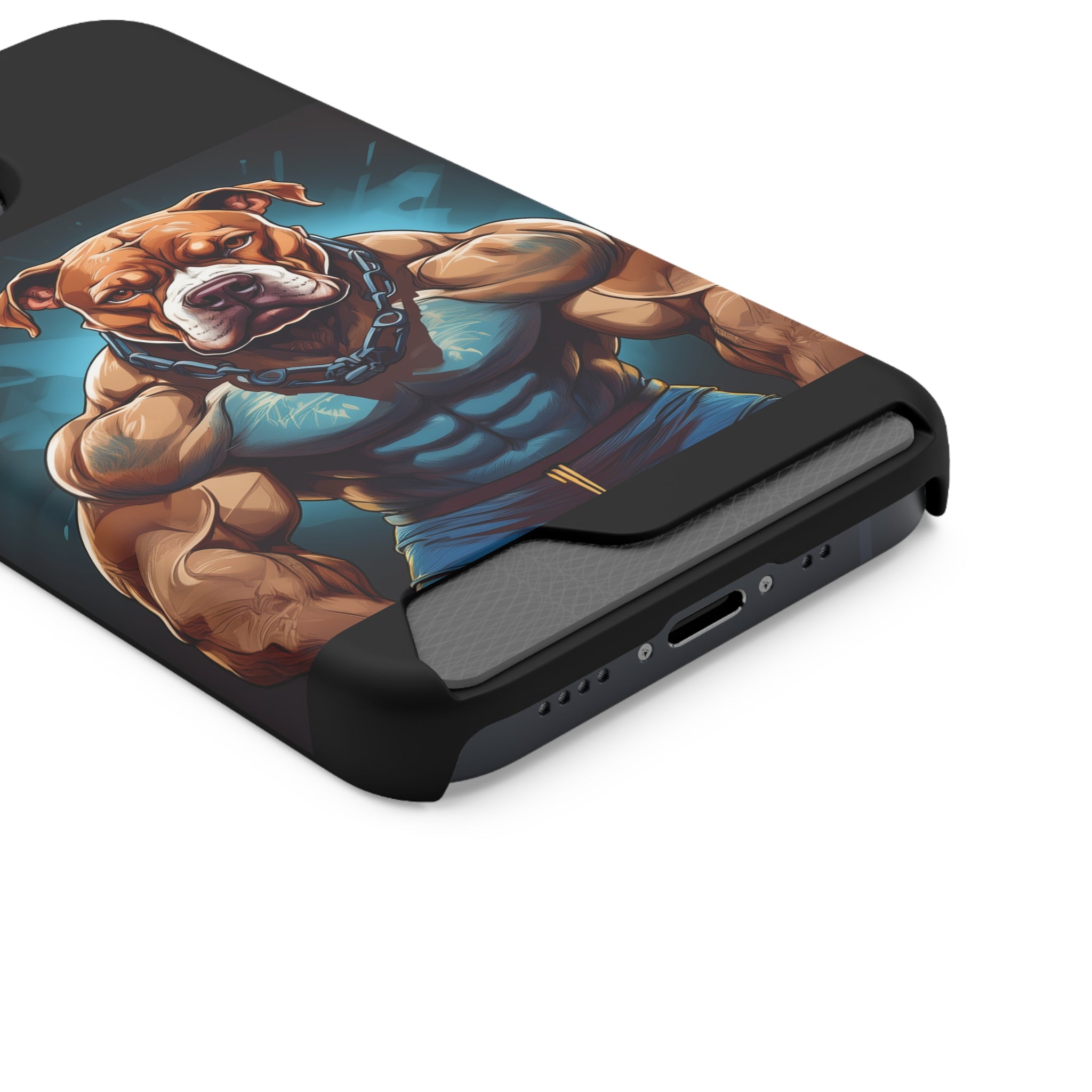 Pitbull Body Builder Phone Case with Card Holder