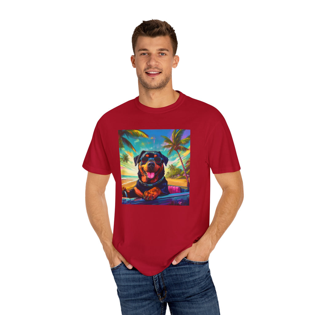 Rottweiler Beach Drive Unisex Garment-Dyed T-shirt