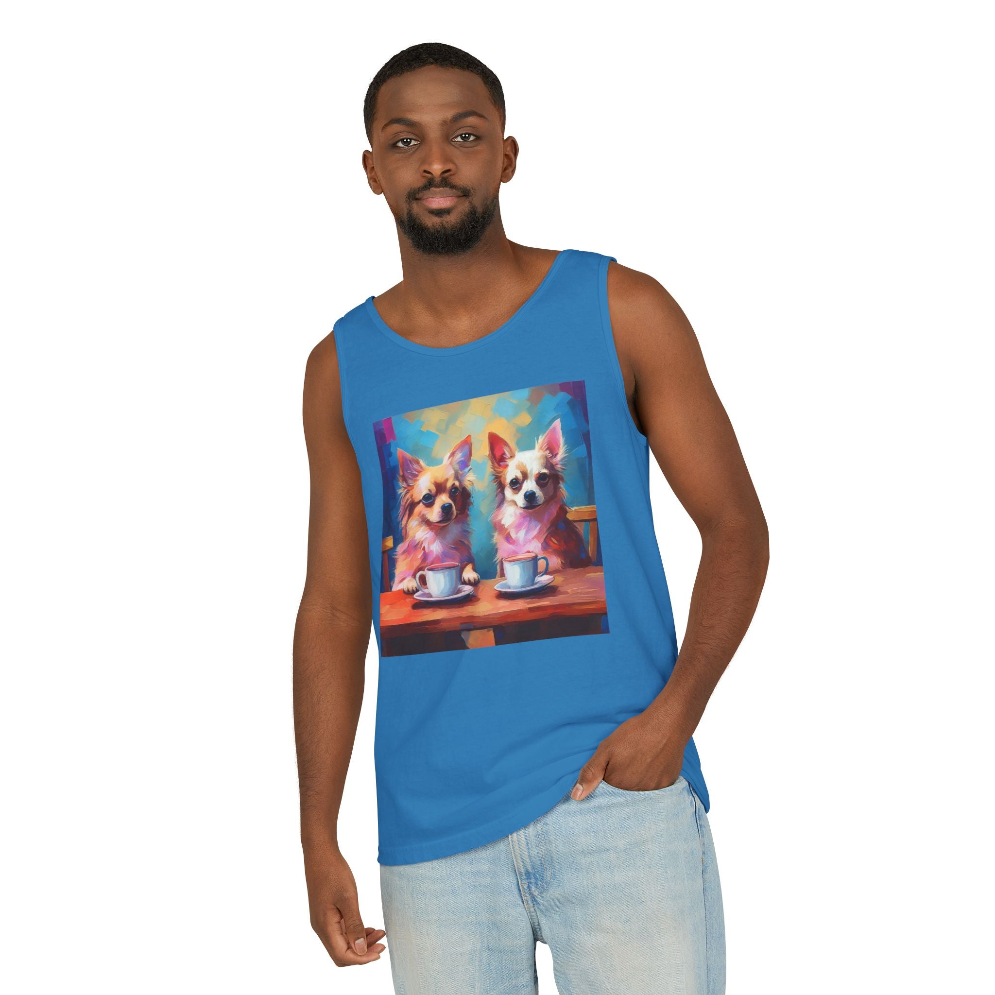 Cafe con Chihuahua Unisex Tank Top