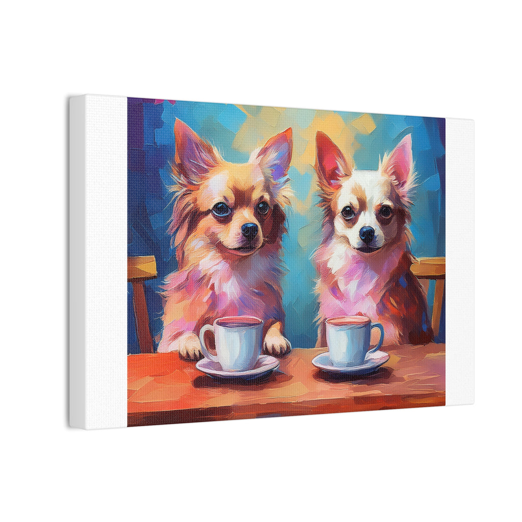 Cafe con Chihuahua Canvas Stretched, 0.75"