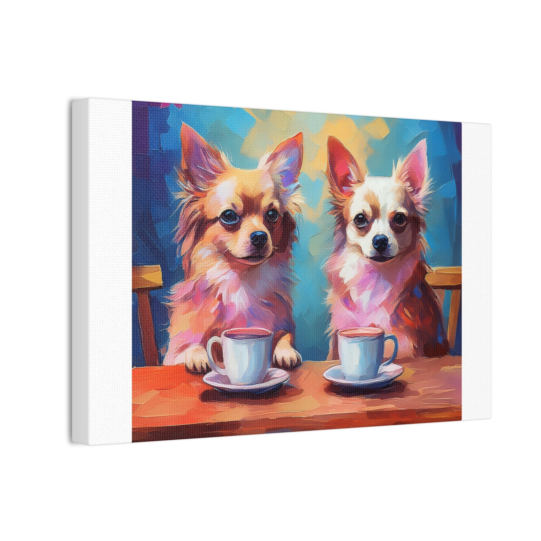 Cafe con Chihuahua Canvas Stretched, 0.75"
