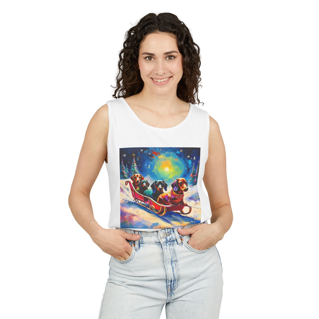 Dachshund Night Sleighride Unisex Tank Top
