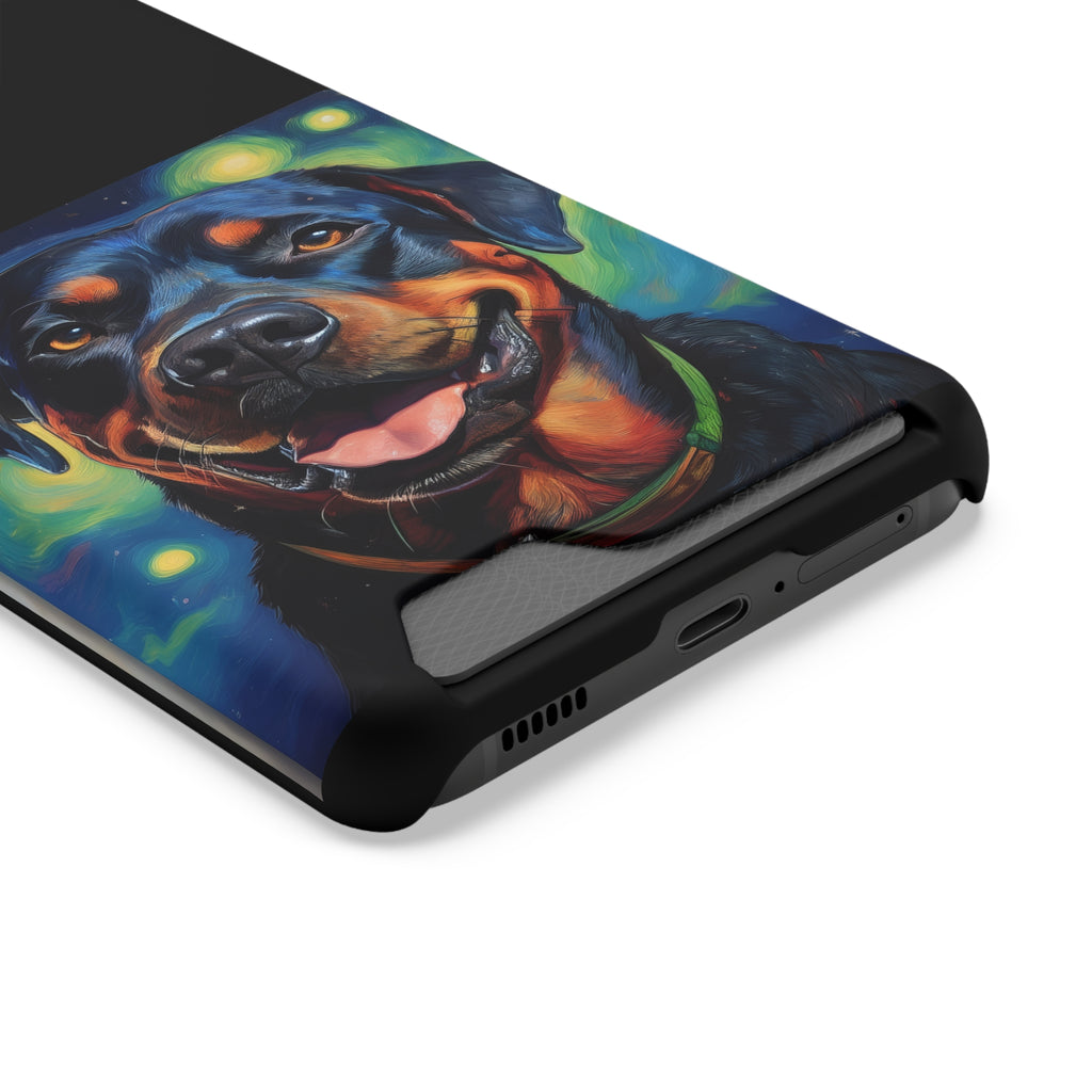 Rottweiler Stary Night Phone Case with Card Holder