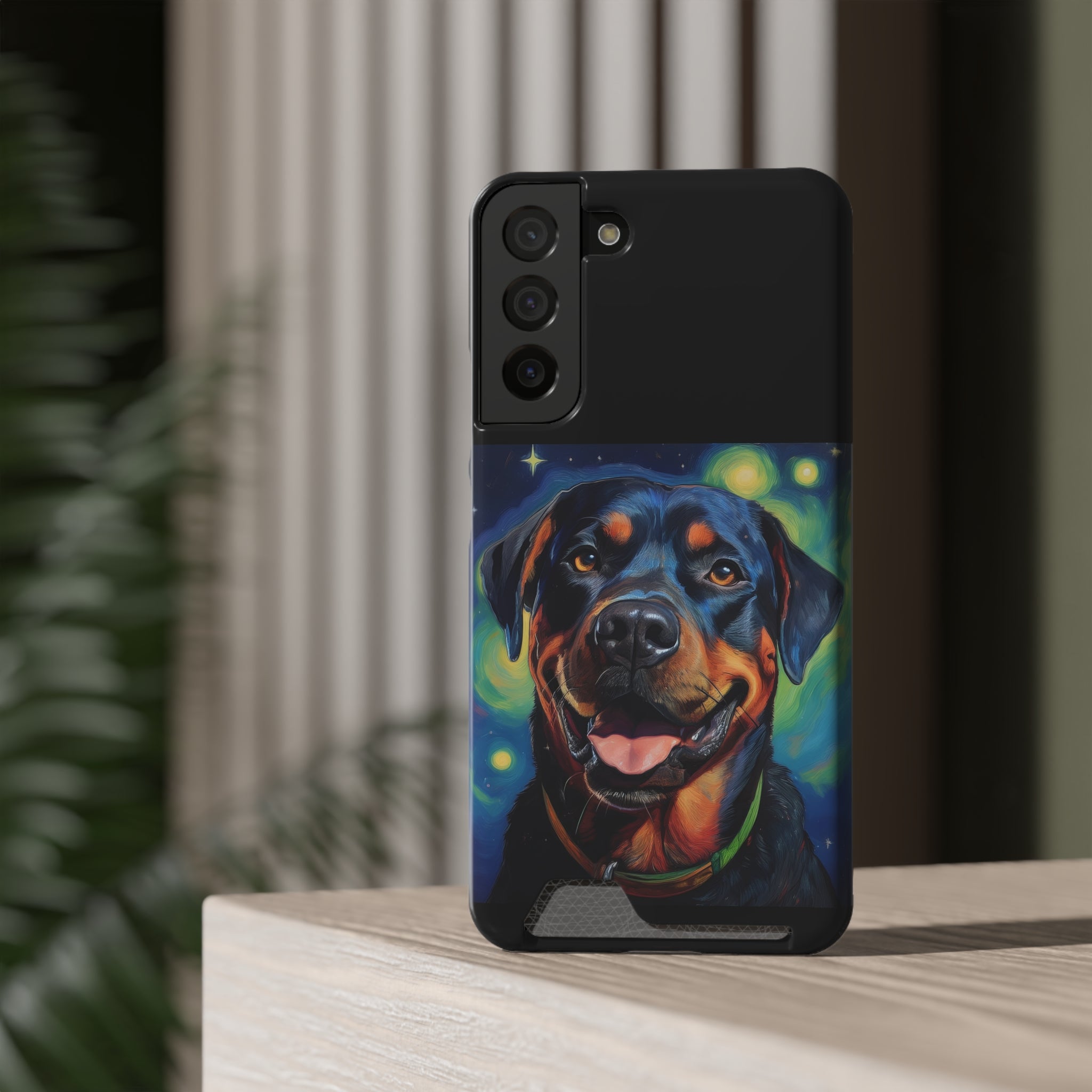 Rottweiler Stary Night Phone Case with Card Holder