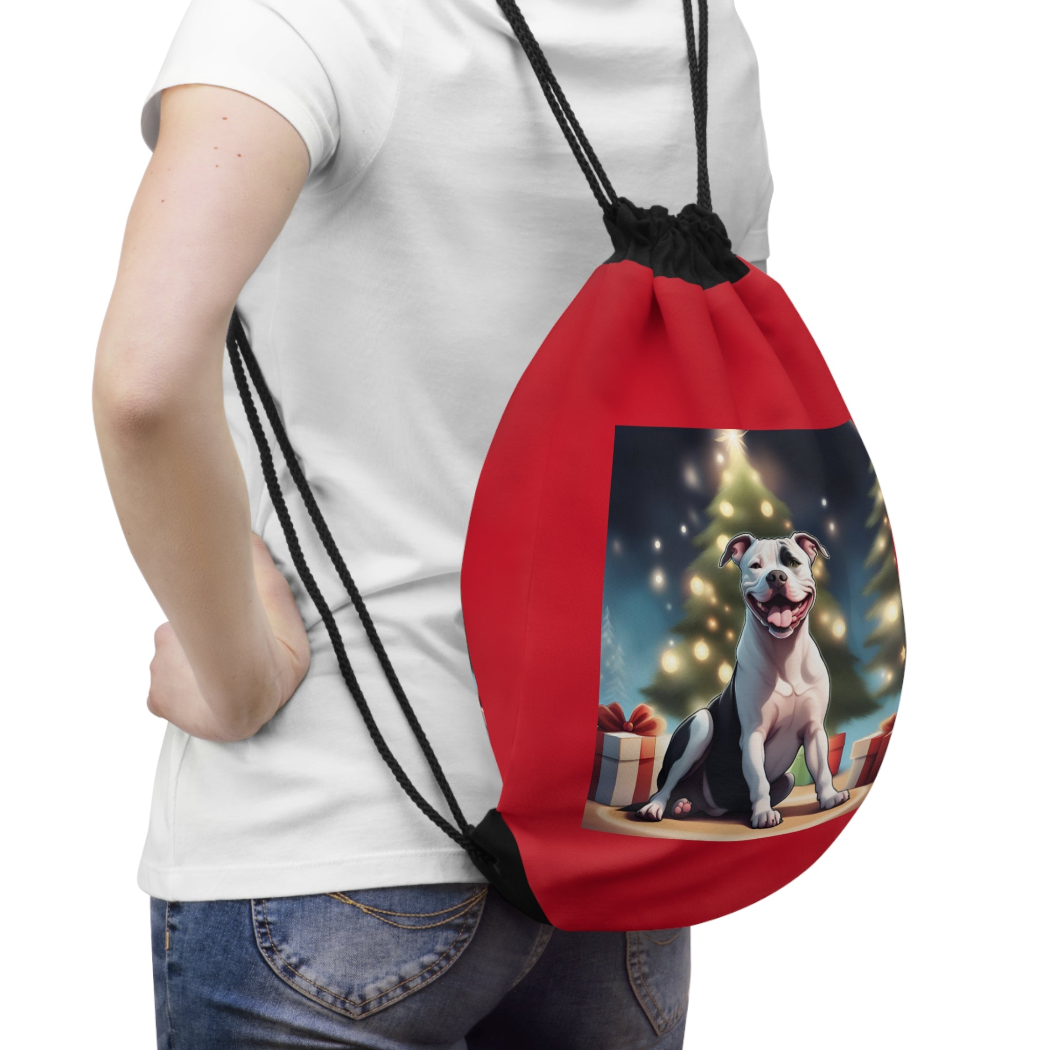 Pitbull Holiday Drawstring Bag