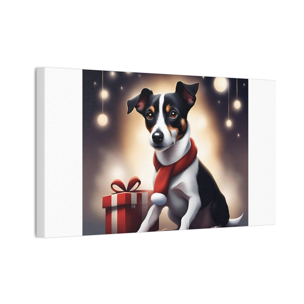 Jack Russel Holiday Canvas Stretched, 0.75"