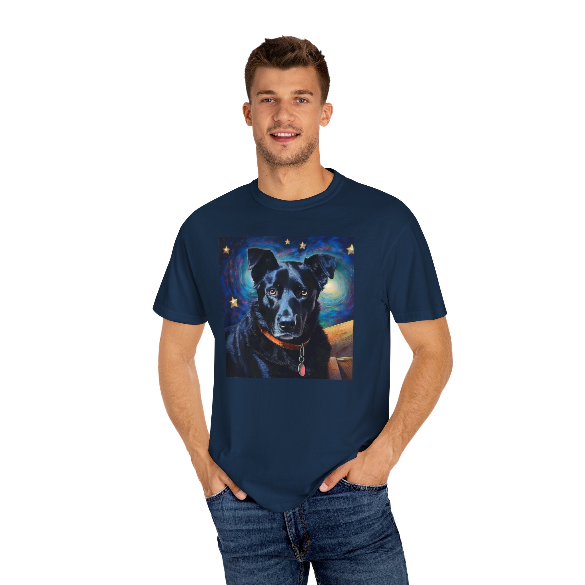 Black Shepherd Lab Stary Night Unisex Garment-Dyed T-shirt