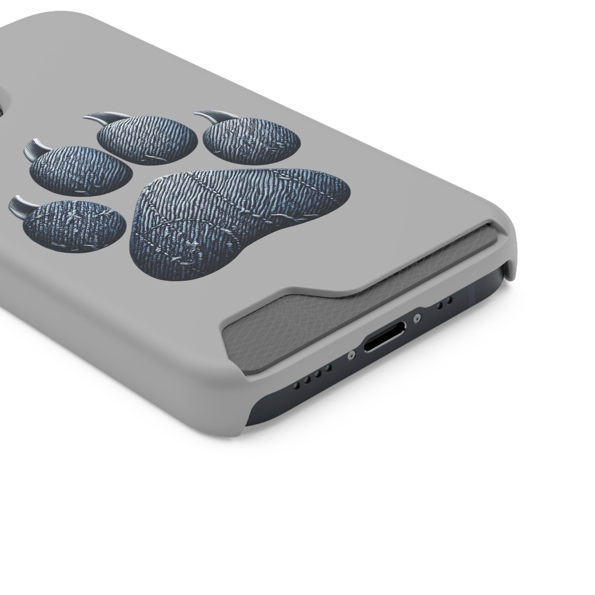 Denim Dog Paw Phone Case with Card Holder