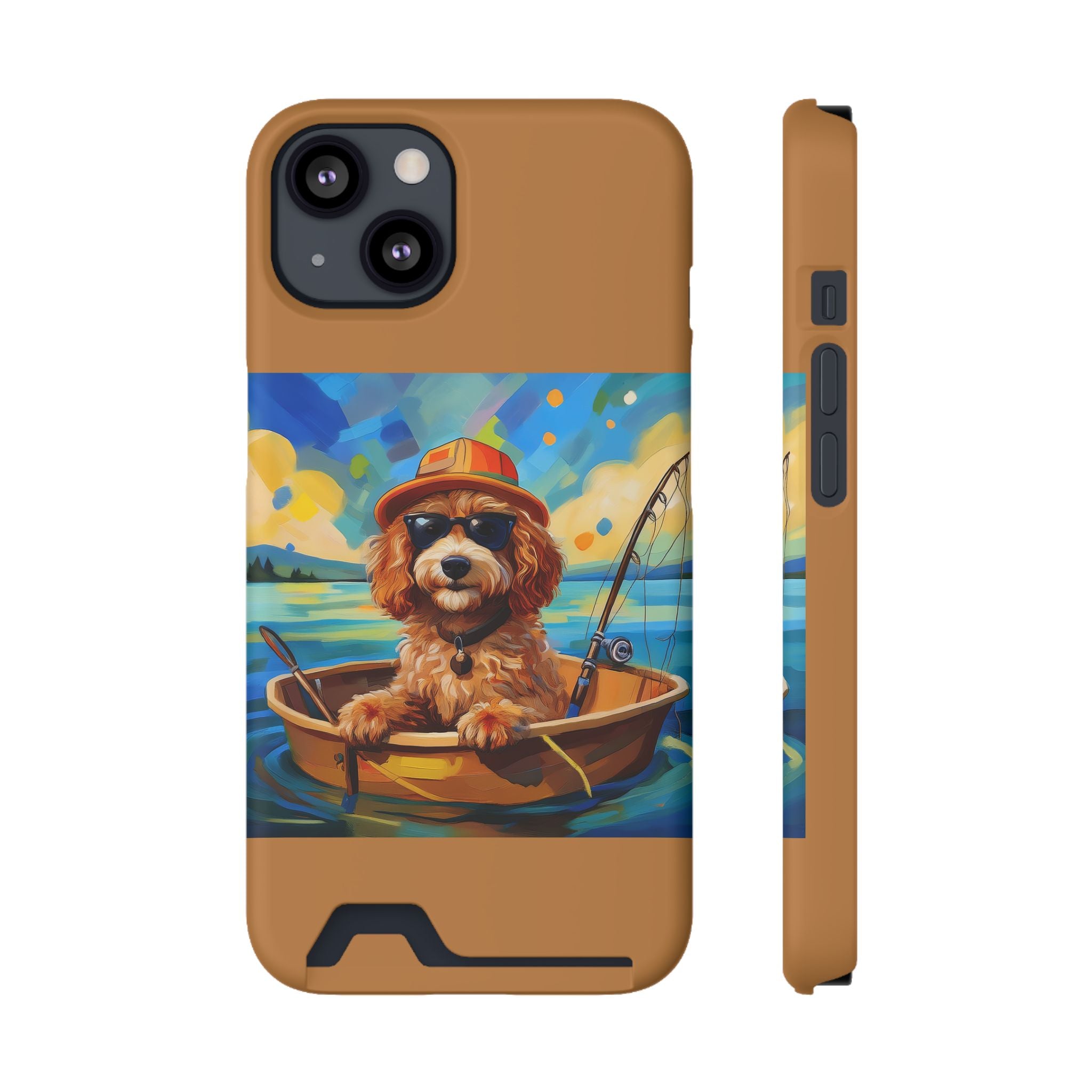 Doodle Fishing Phone Case with Card Holder