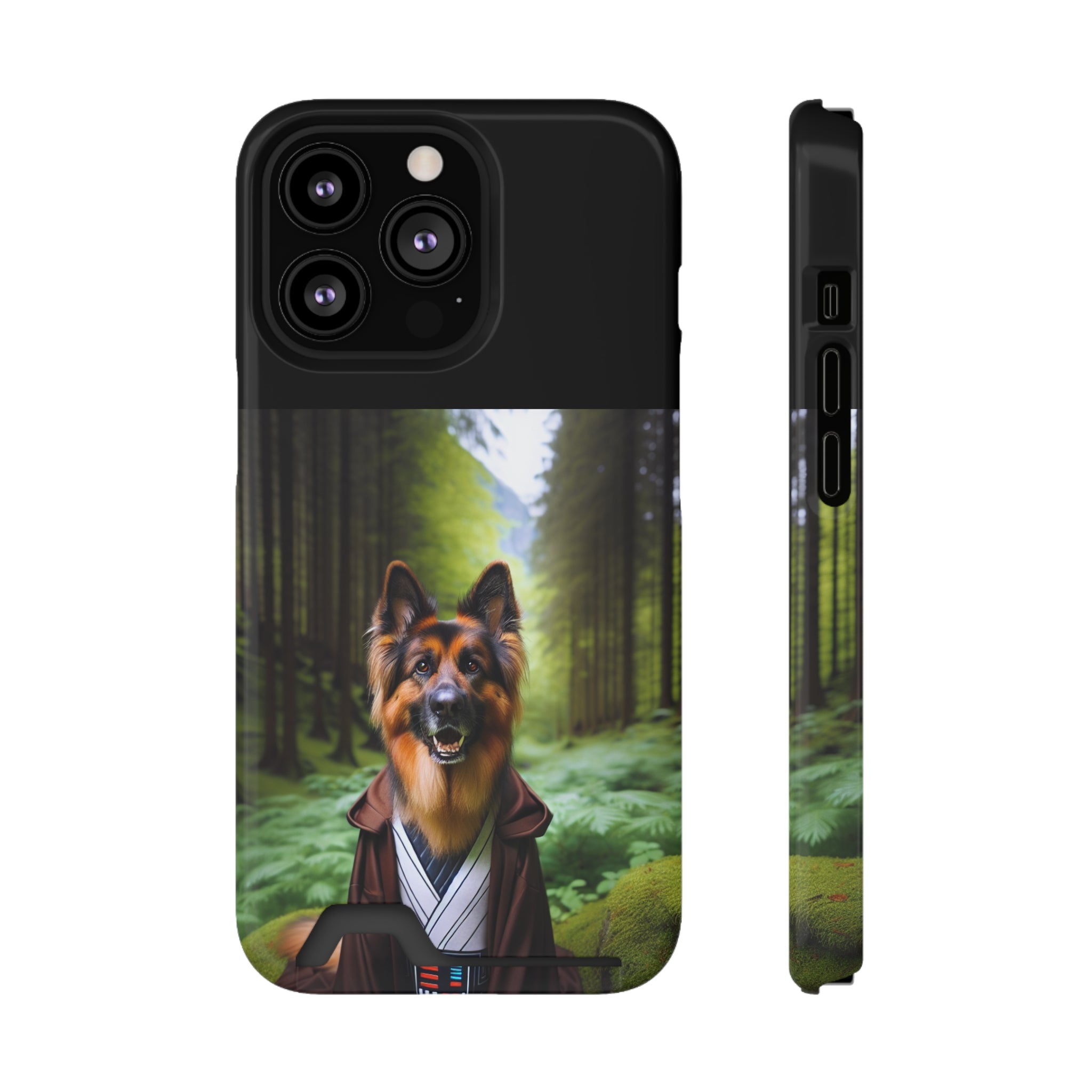 German Shepherd Forest Night Phone Case with Card Holder