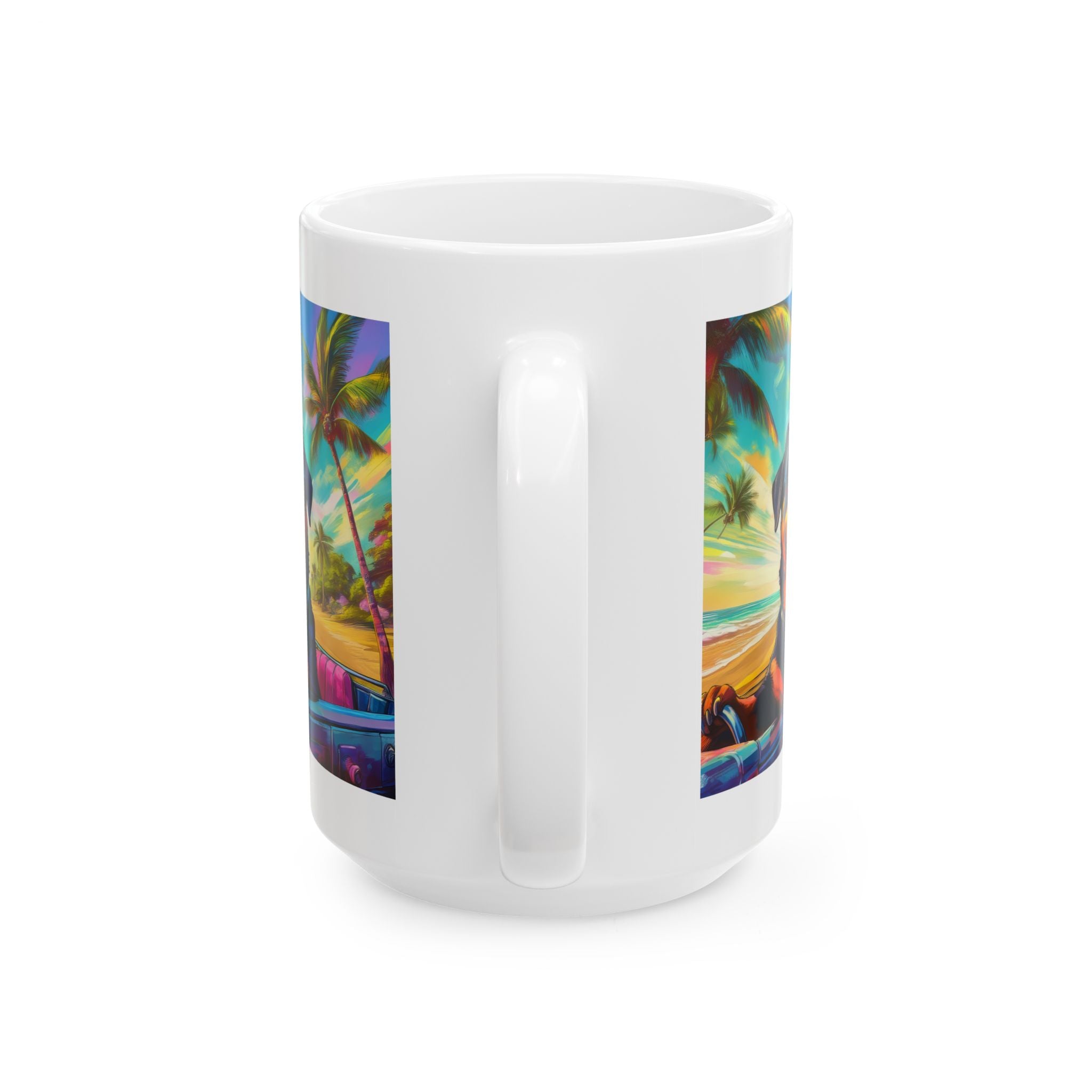 Rottweiler Beach Drive Ceramic Mug, (11oz, 15oz)