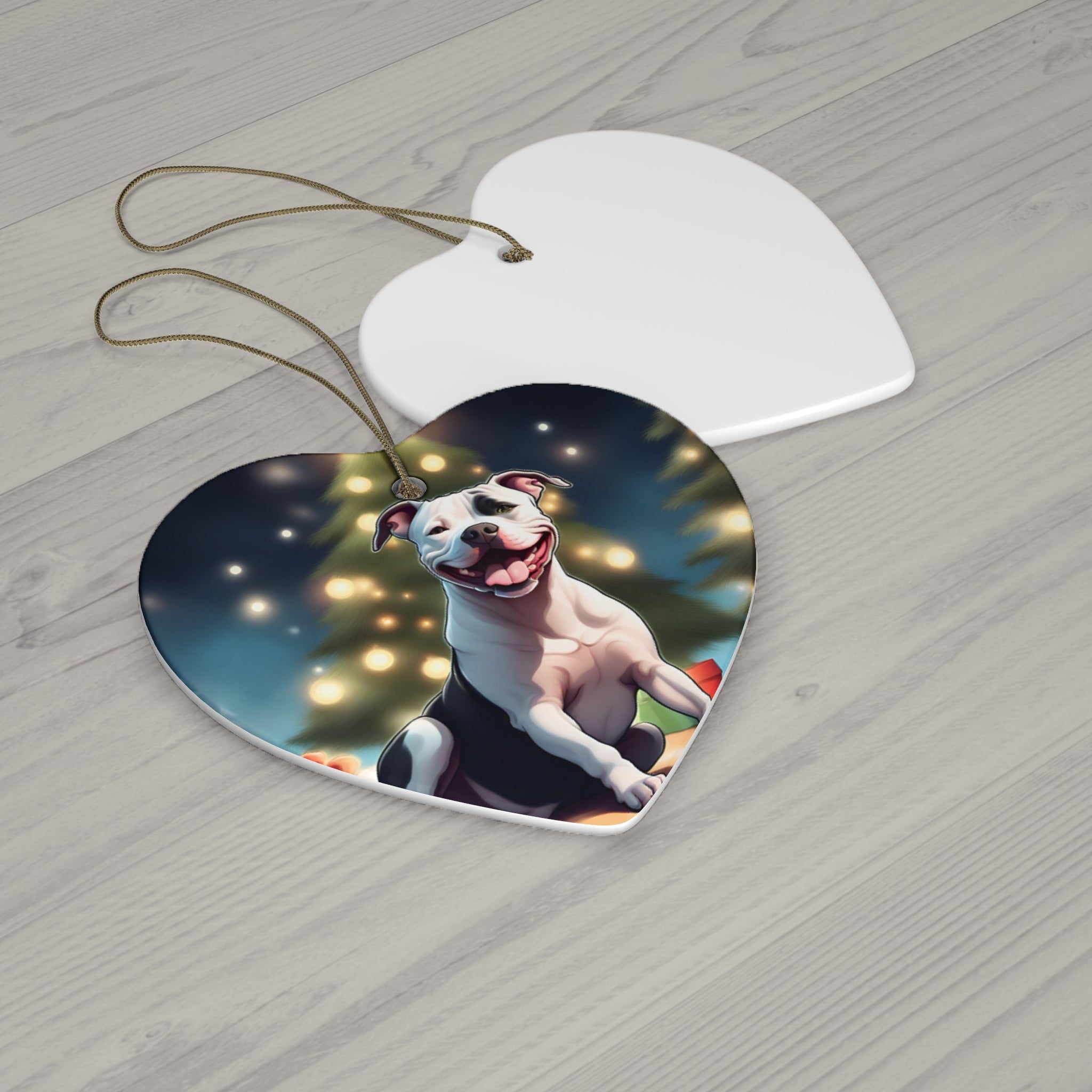 Pit Bull Holiday Ceramic Ornament
