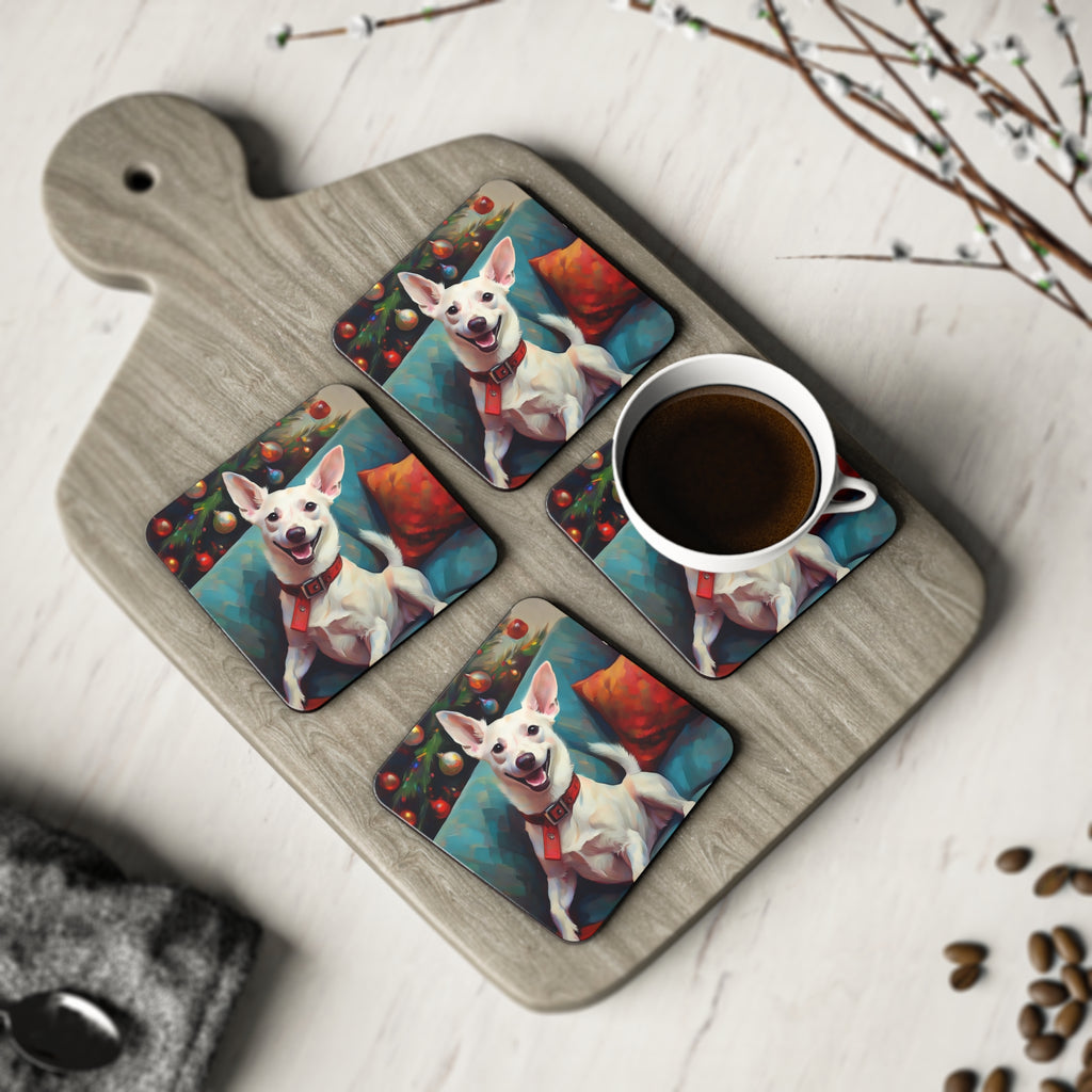 White Corgi Holiday II Coasters