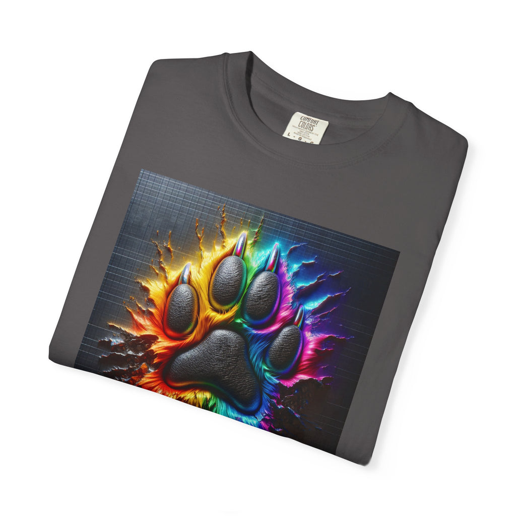 Electric Rainbow Dog Paw Unisex Garment-Dyed T-shirt
