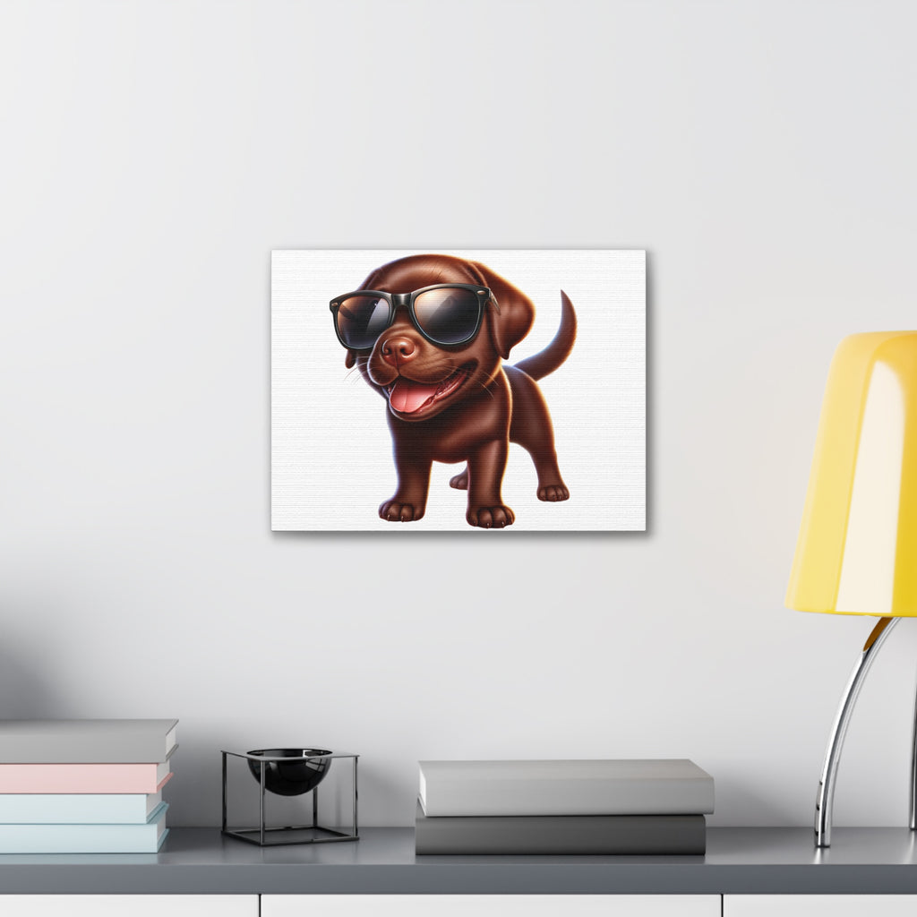 Chocolate Lab in Sunglasses Canvas Stretched, 0.75"