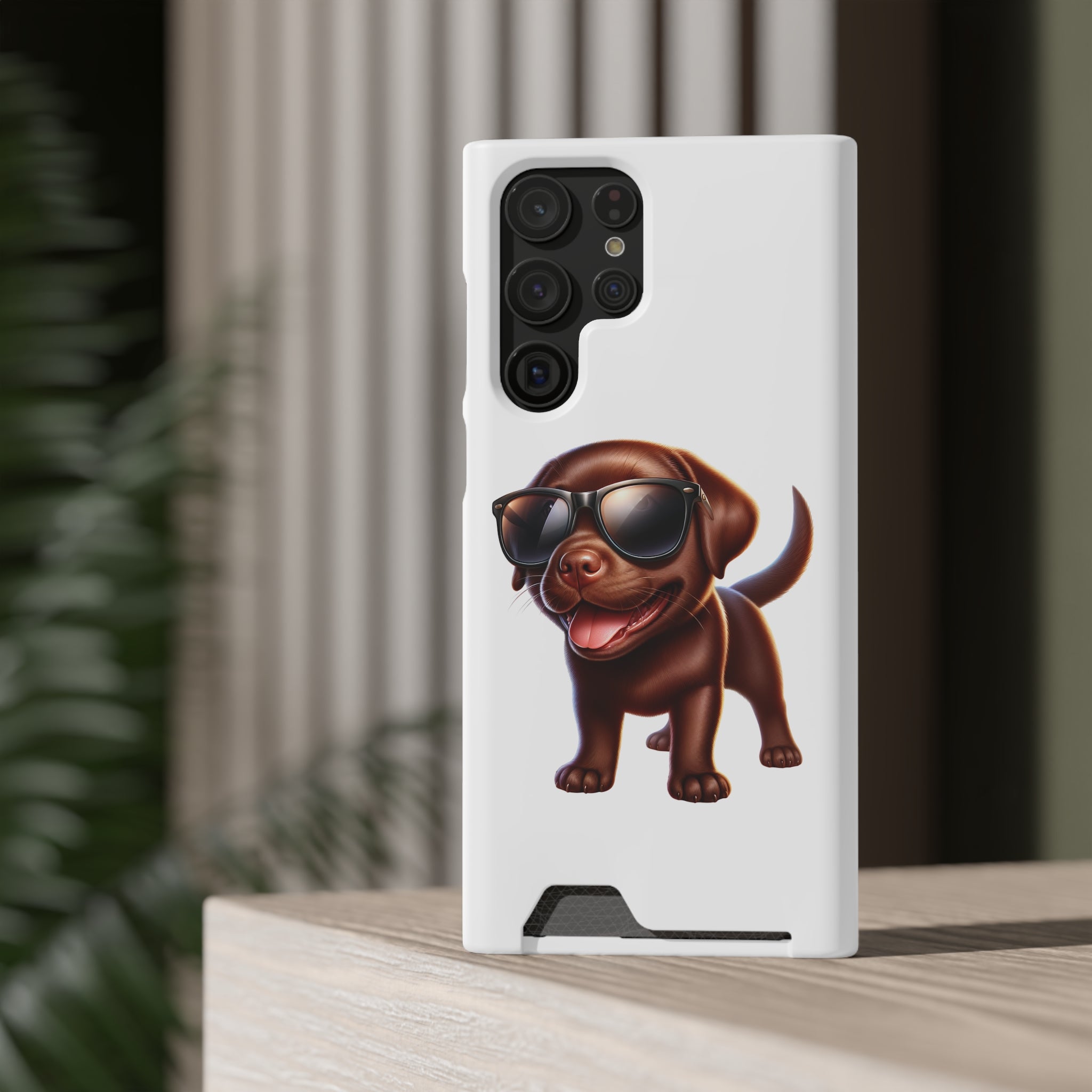 Chocolate Lab with Sunglasses Phone Case with Card Holder